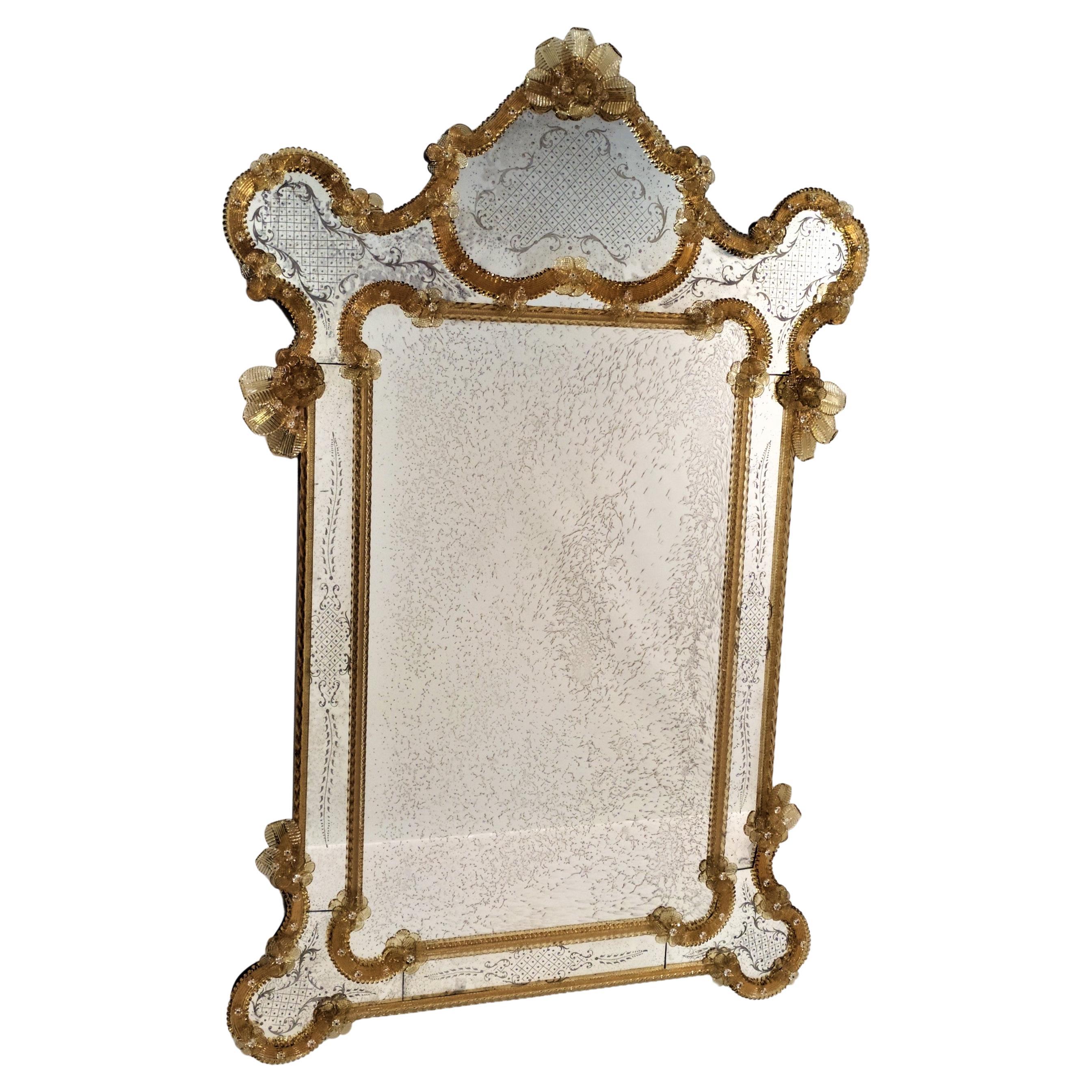 "Verona" Glass Mirror in Venetian Style by Fratelli Tosi, Made in Italy For Sale