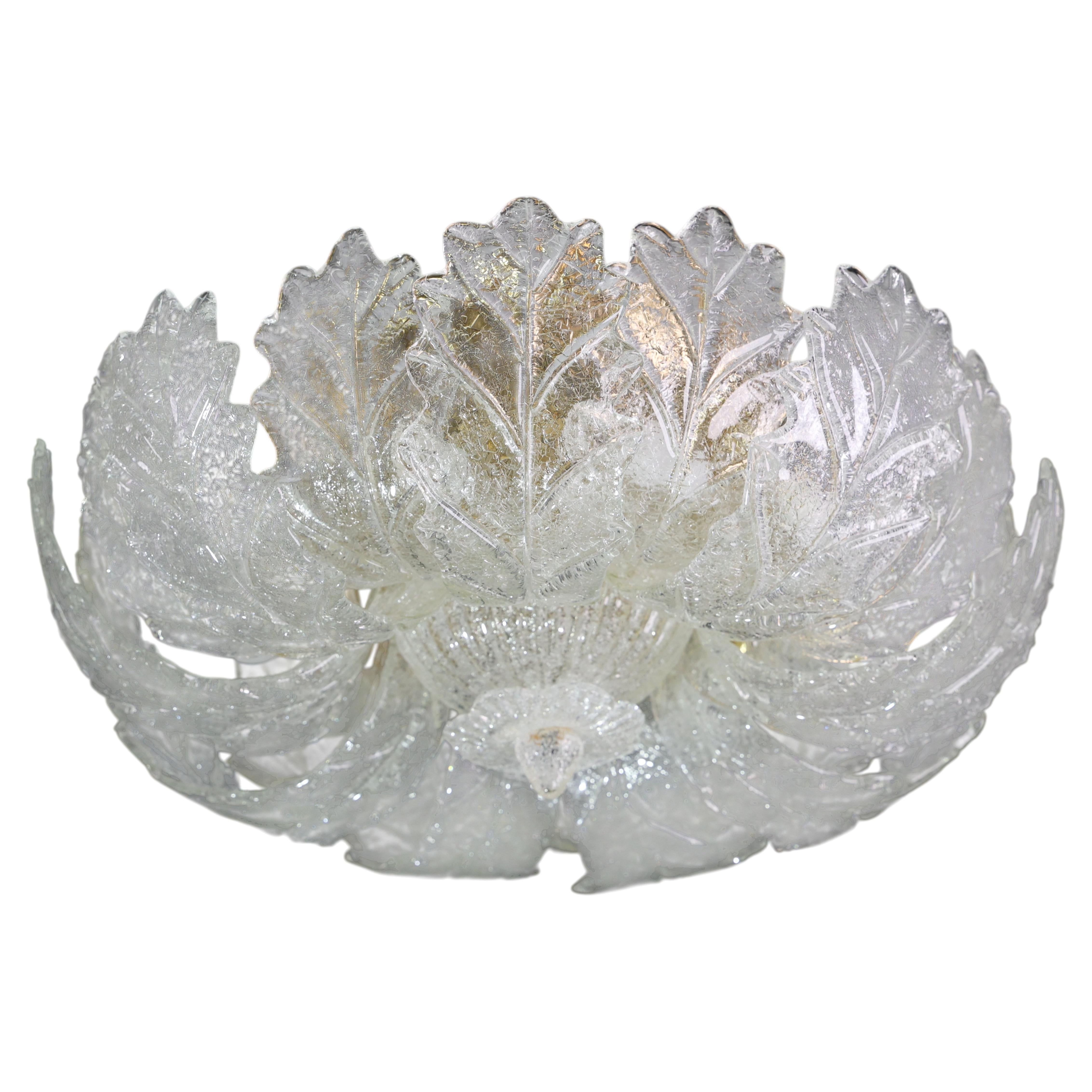 Verona, Luxury Italian Murano Glass Ceiling Light or Flush Mount, 1980s