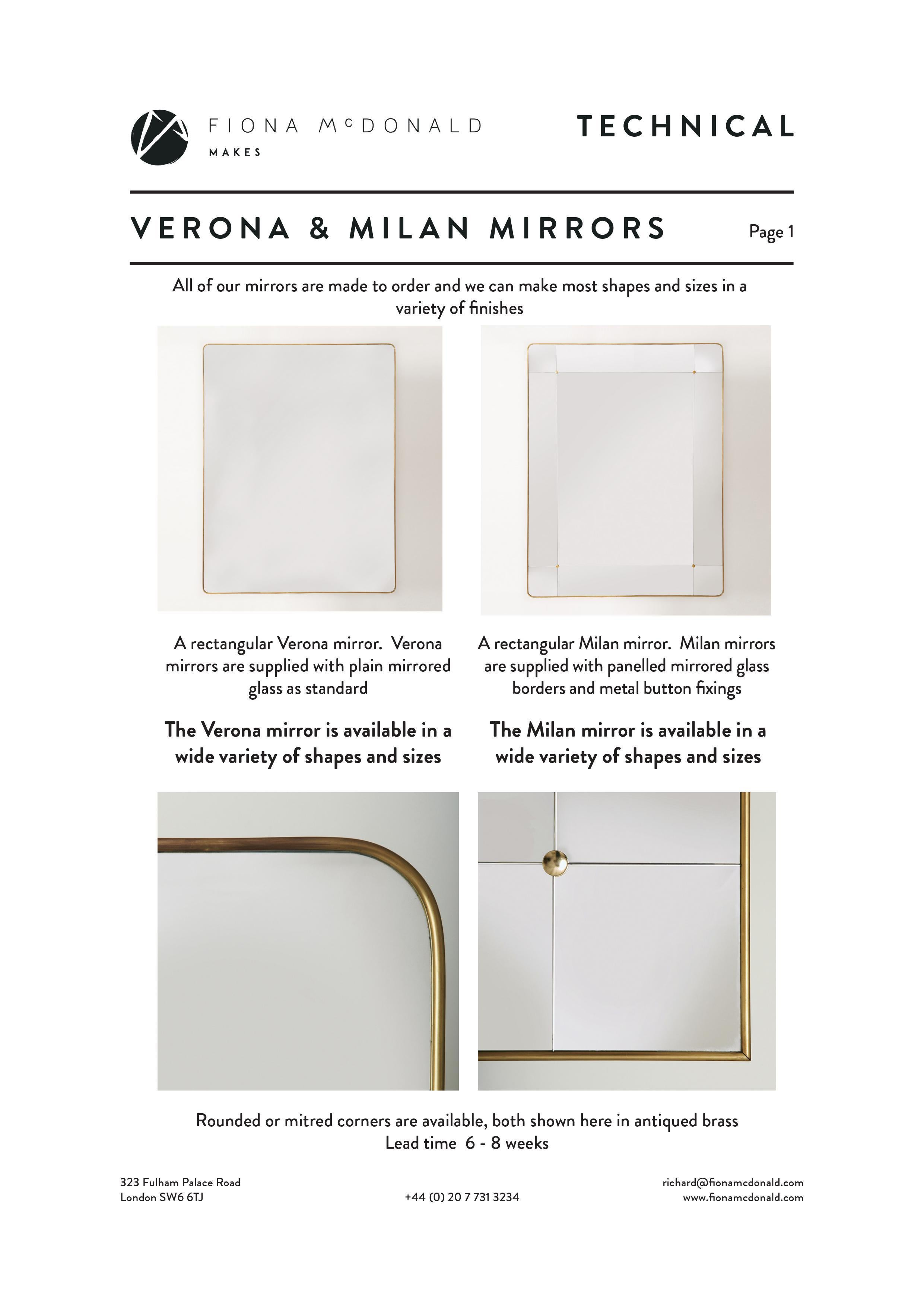 Verona Mirror - Bespoke - Mirrors with Brass, Bronze, Nickel or Chrome Frame For Sale 5