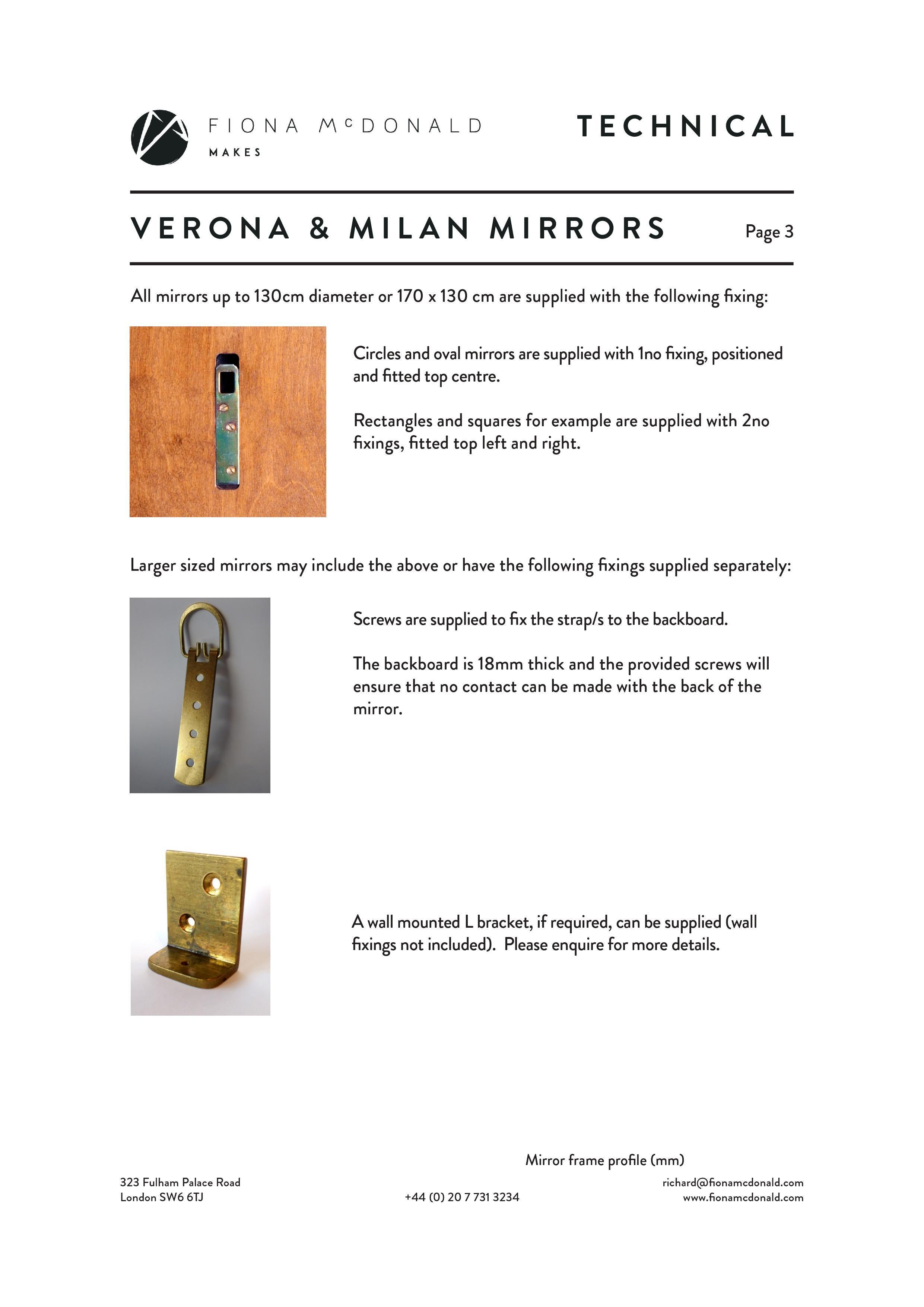 Verona Mirror - Bespoke - Mirrors with Brass, Bronze, Nickel or Chrome Frame For Sale 8
