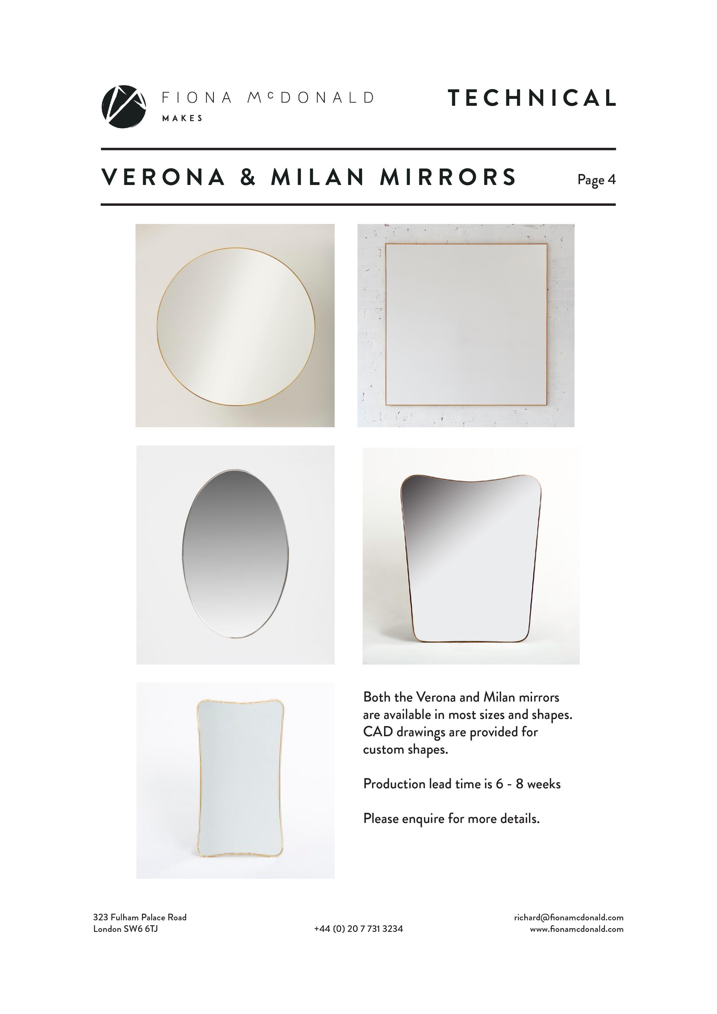 Verona Mirror - Bespoke - Mirrors with Brass, Bronze, Nickel or Chrome Frame For Sale 7