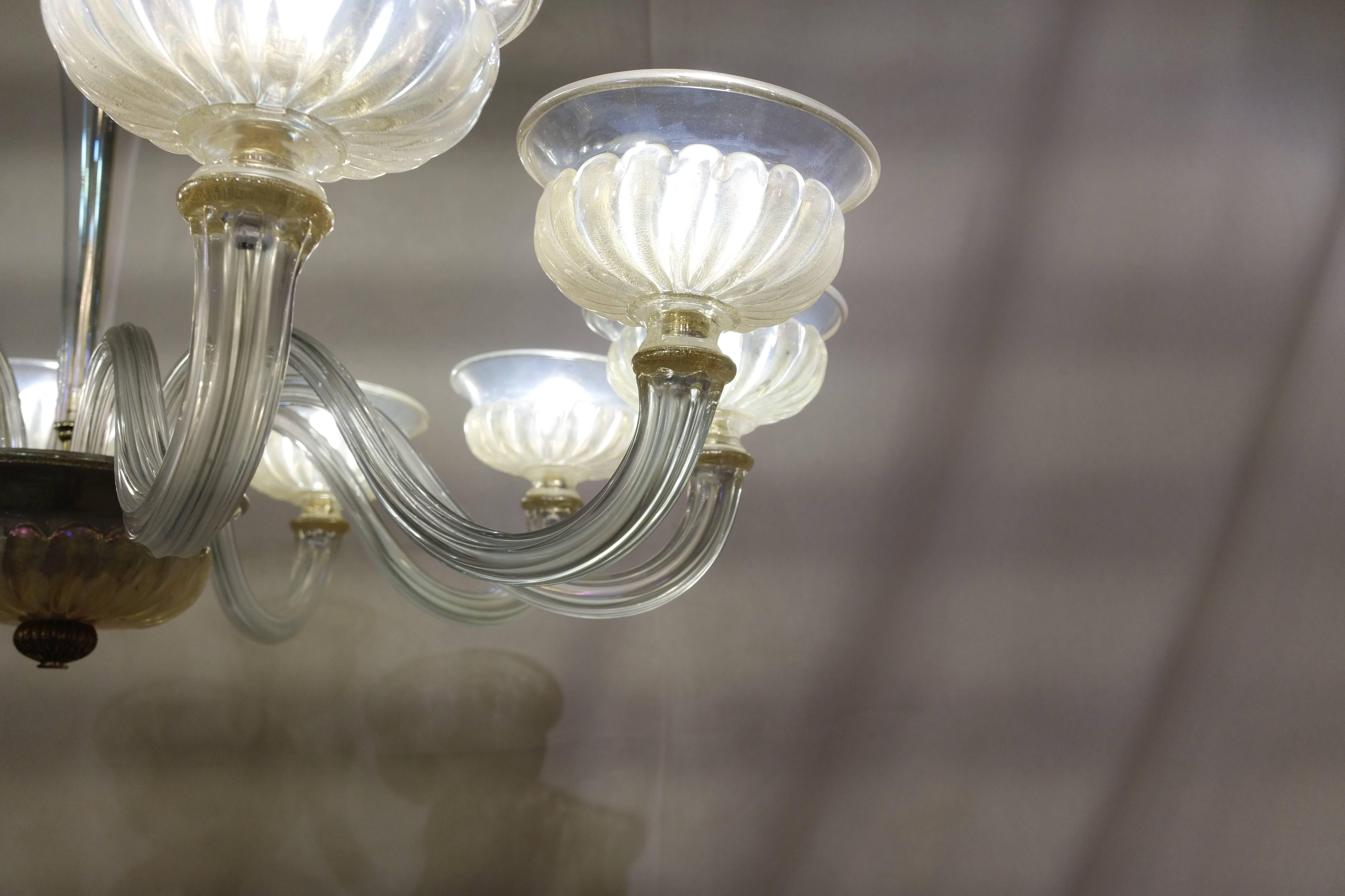 Maison Veronese Chandelier Attributed to André Arbus, Opaline Glass, circa 1940 For Sale 1