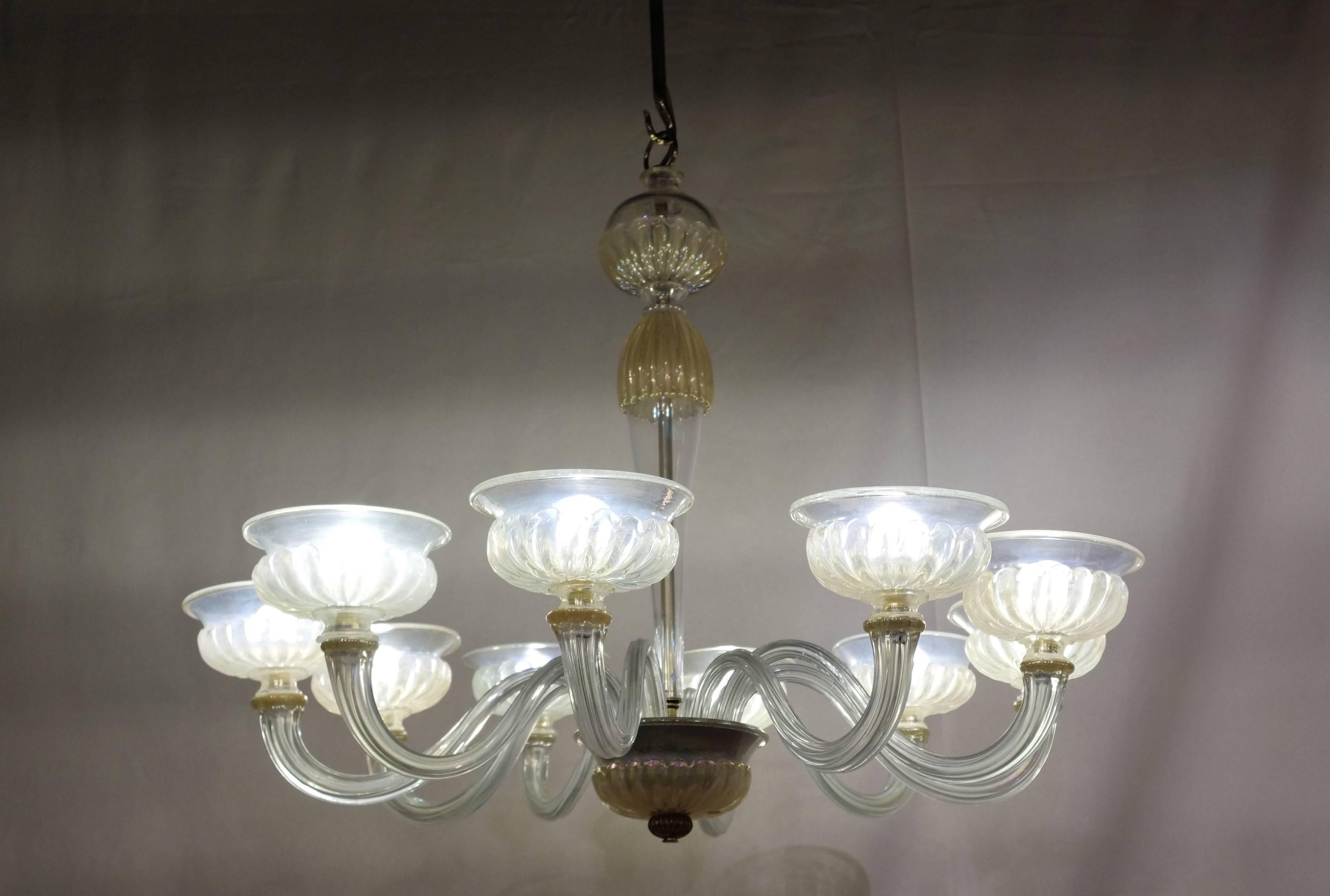 Maison Veronese Chandelier Attributed to André Arbus, Opaline Glass, circa 1940 For Sale 4