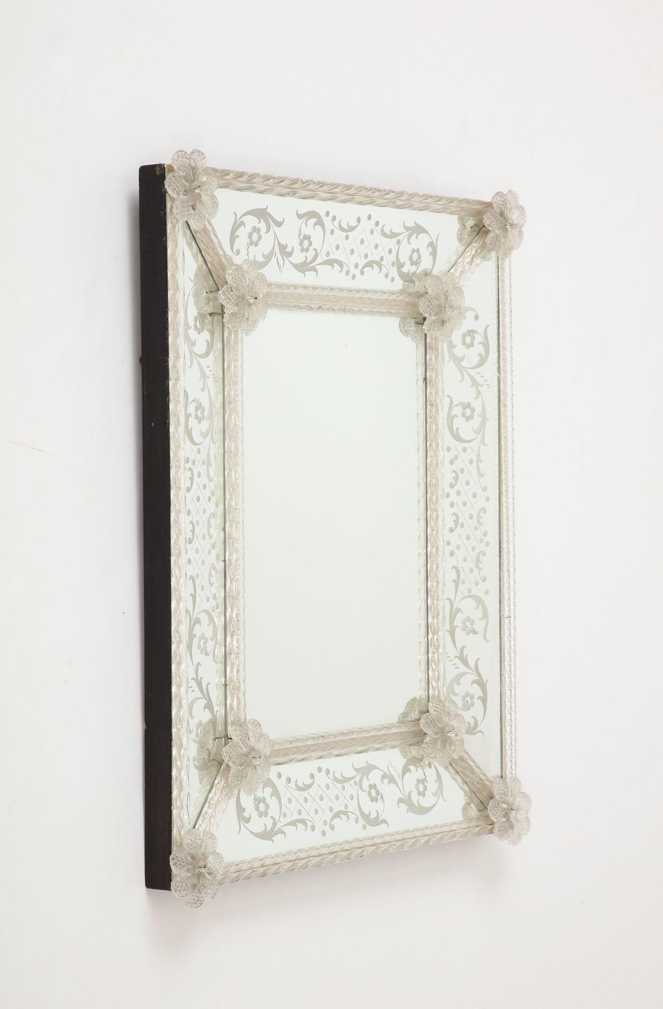 Hollywood Regency Veronese French Mirror with Etching and Twisted Frame For Sale