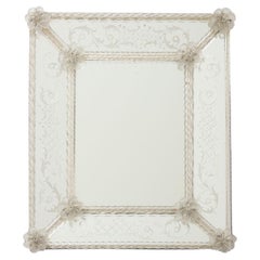 Miroir français de Veronese avec gravure et cadre torsadé
