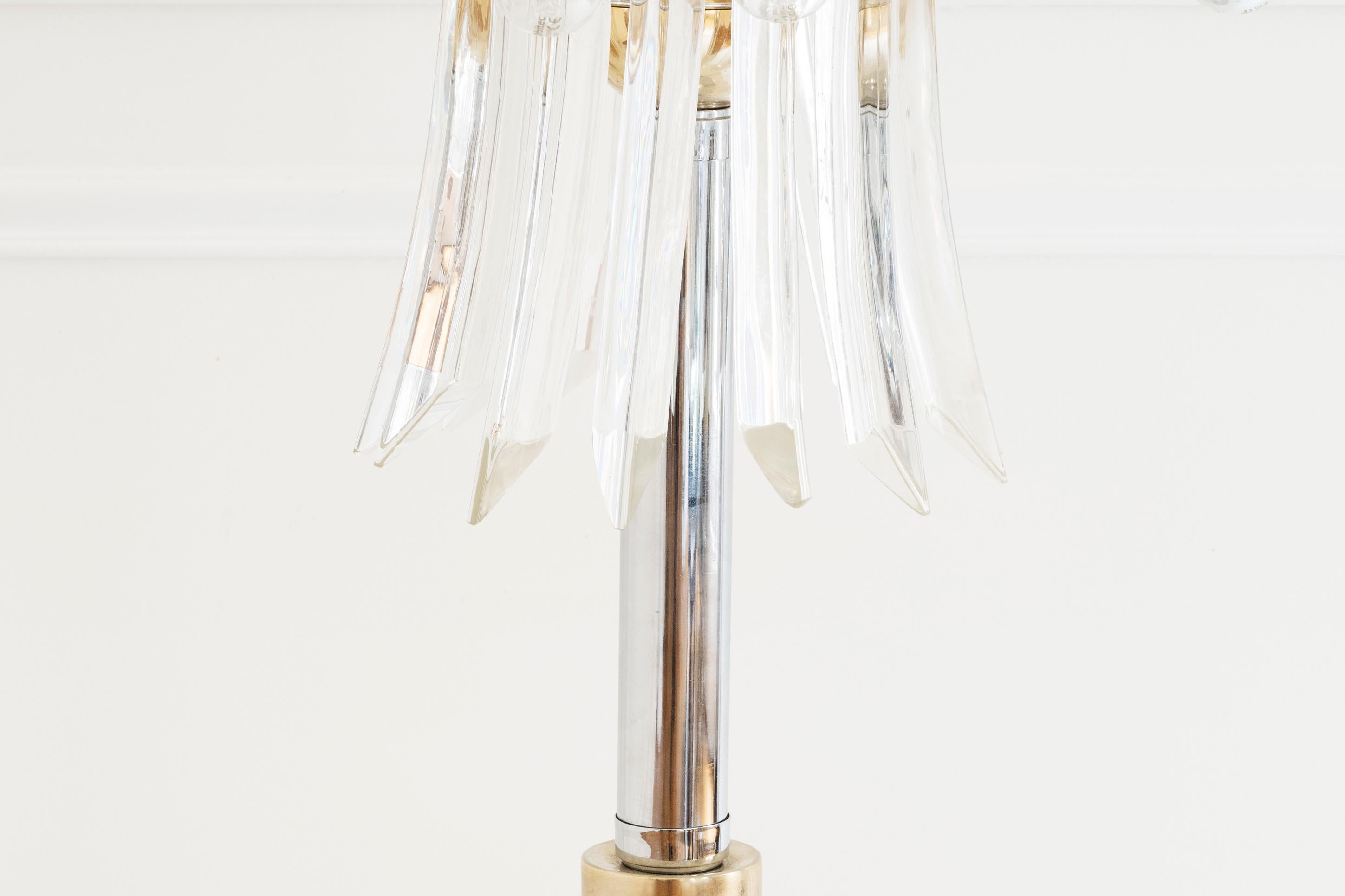 Vintage Unique Murano Style Glass & Brass Palm Table Lamp with 12 Lights Leaves en vente 4