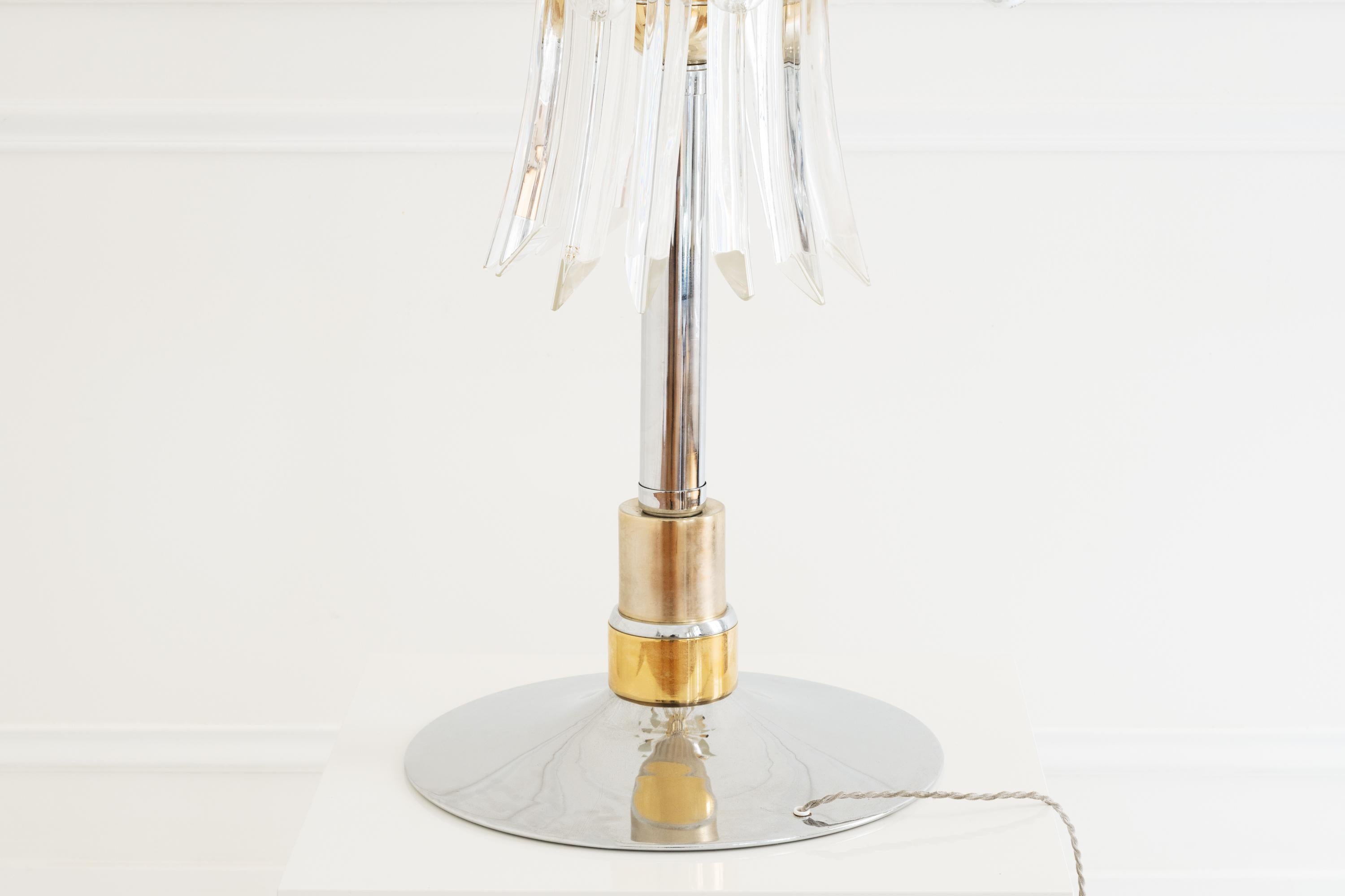 Vintage Unique Murano Style Glass & Brass Palm Table Lamp with 12 Lights Leaves en vente 5