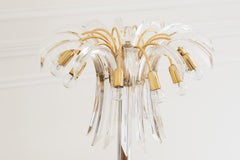 Vintage Unique Murano Style Glass & Brass Palm Table Lamp with 12 Lights Leaves