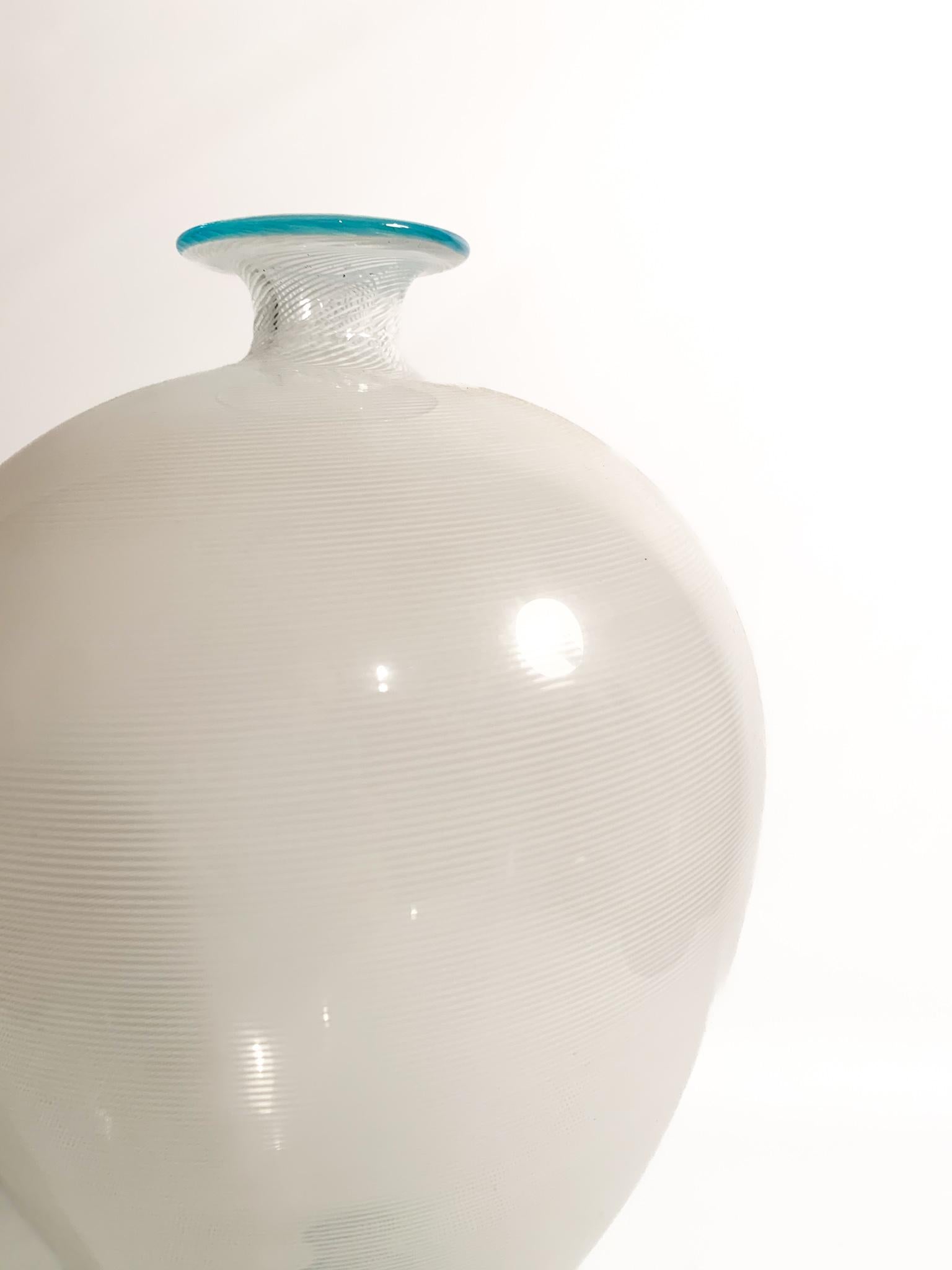 Italian Veronese Model Filigree Vase in Murano Glass by Barovier & Toso, 1950s For Sale