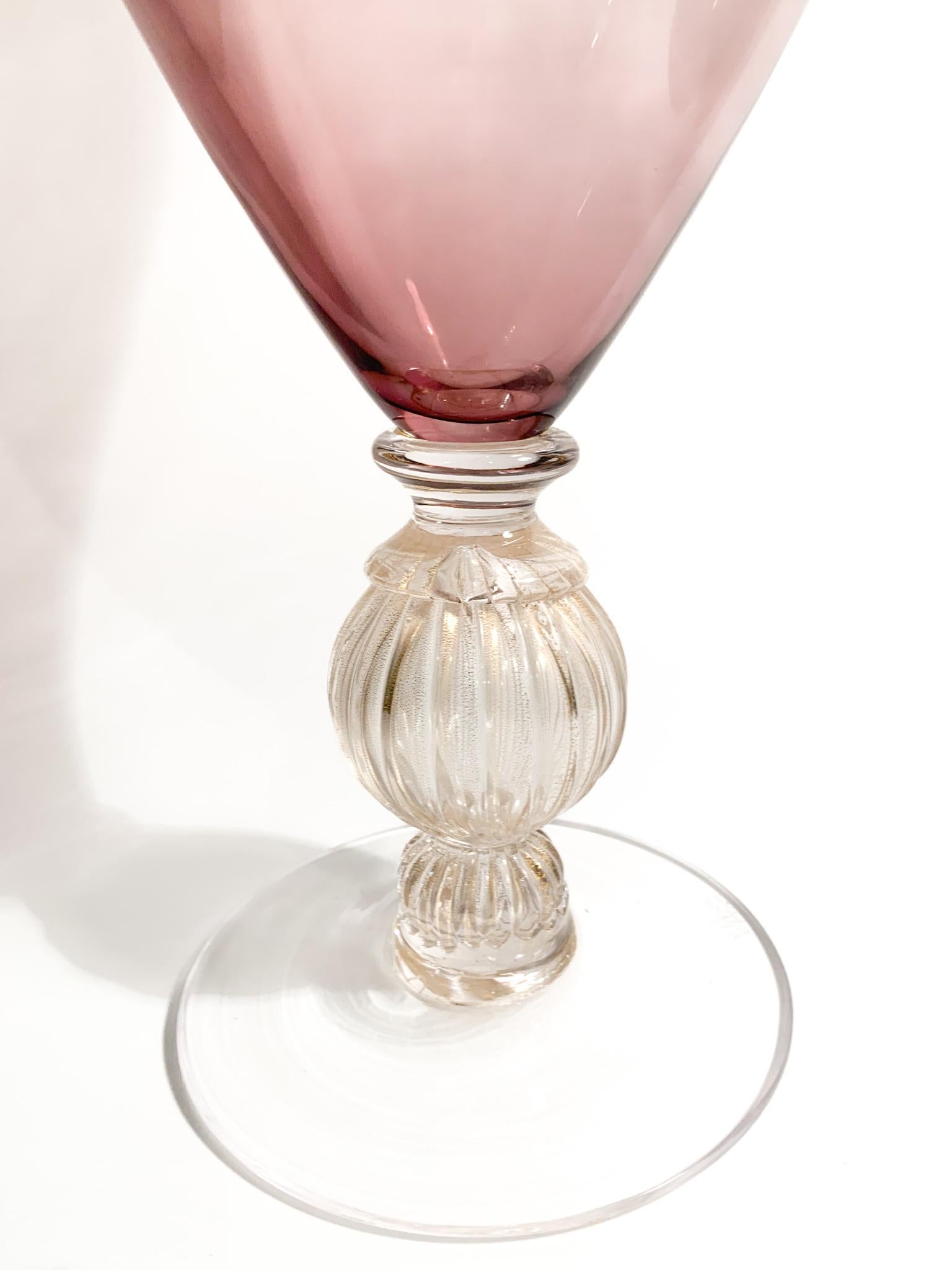 Fin du 20e siècle Vase Veronese en verre de Murano violet et or de Nason des années 1980 en vente