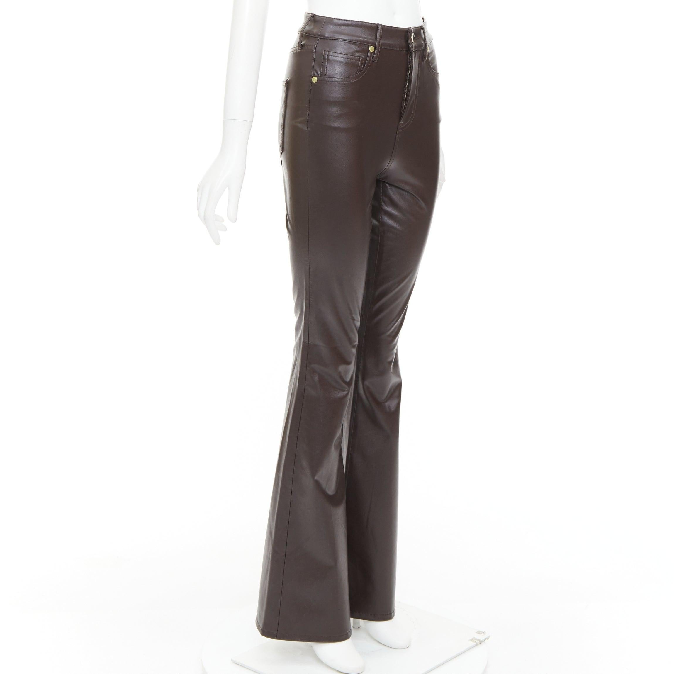 Noir VERONICA BEARD Beverley Skinny Flare High Rise pantalon en faux cuir marron 24