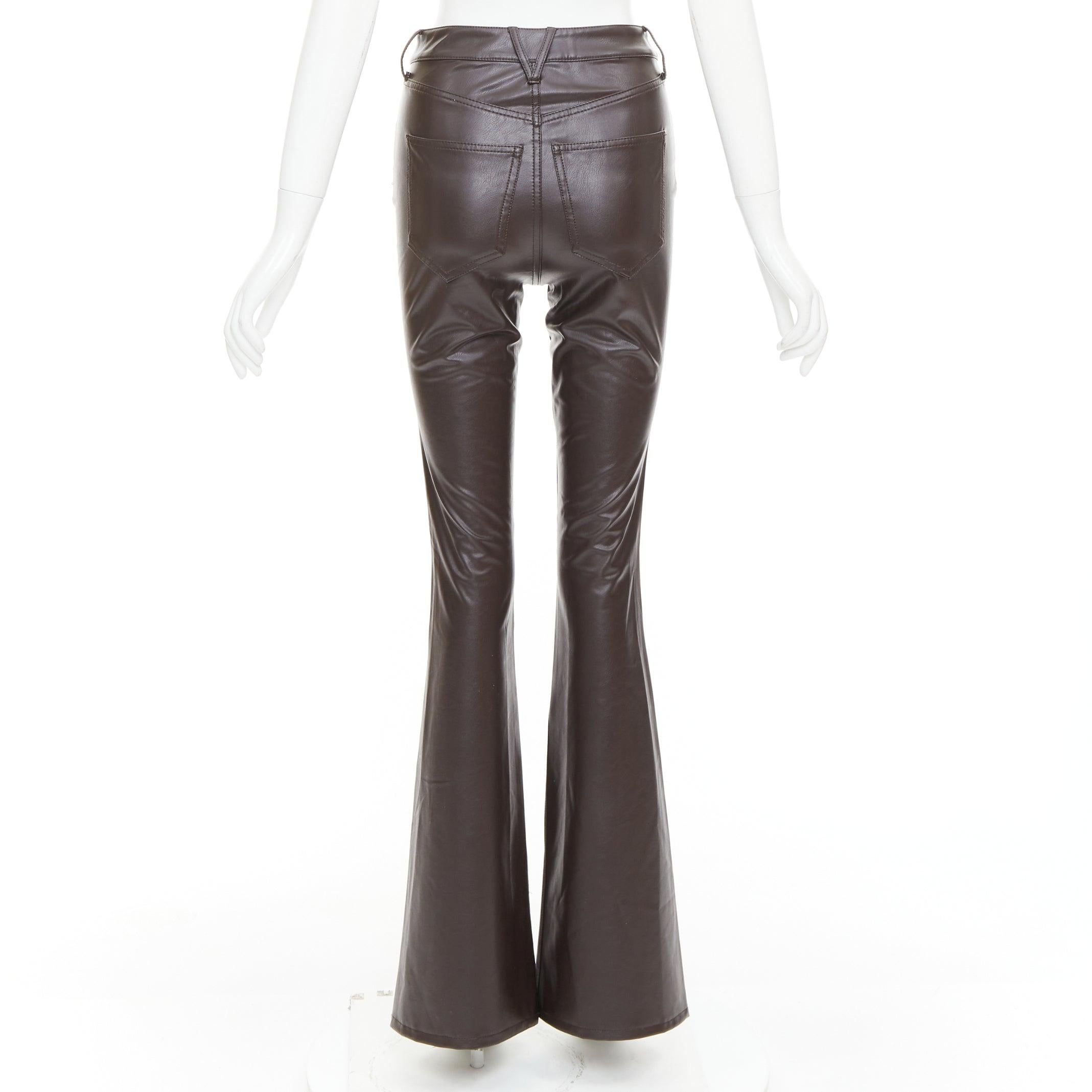 VERONICA BEARD Beverley Skinny Flare High Rise pantalon en faux cuir marron 24