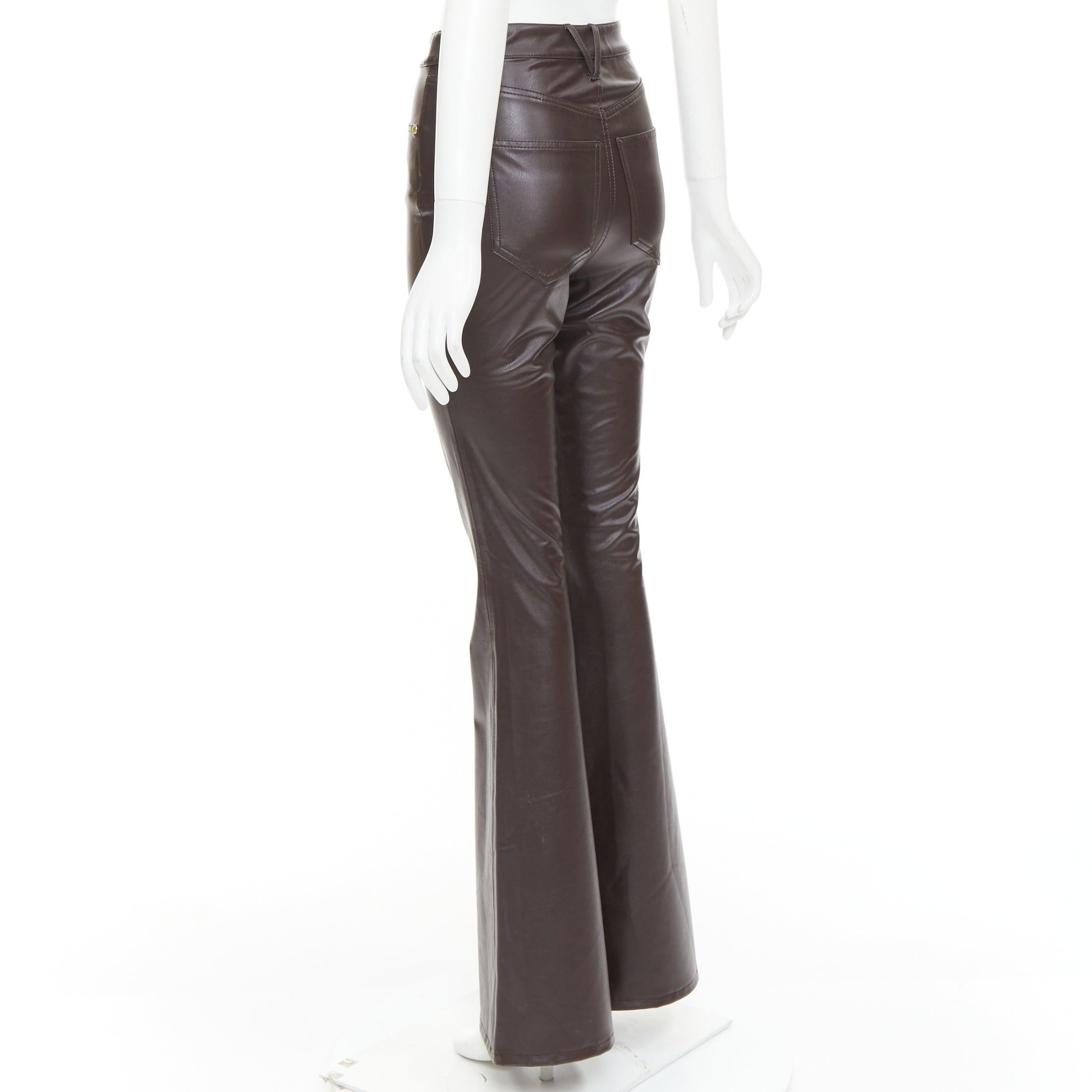VERONICA BEARD Beverley Skinny Flare High Rise pantalon en faux cuir marron 24