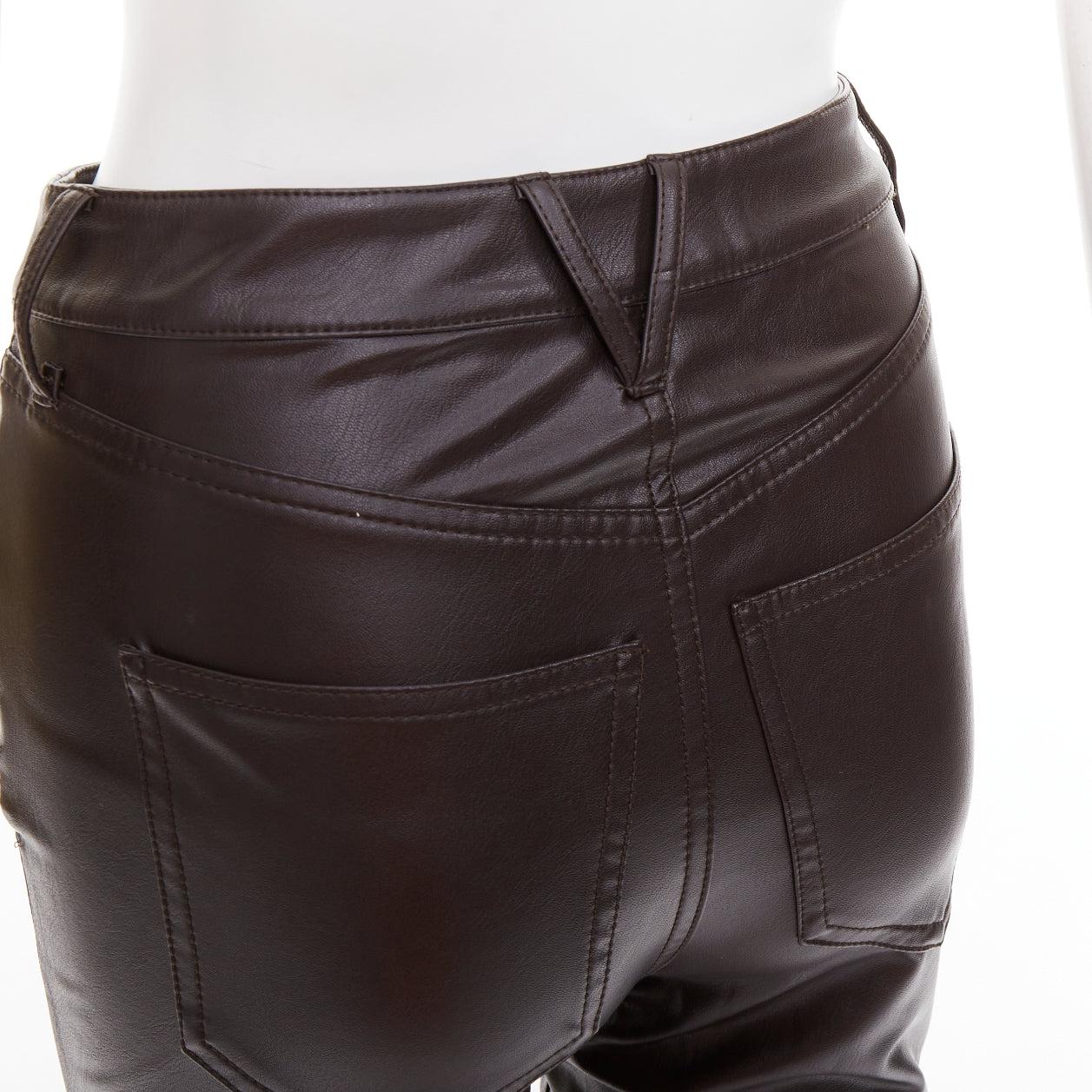 VERONICA BEARD Beverley Skinny Flare High Rise pantalon en faux cuir marron 24