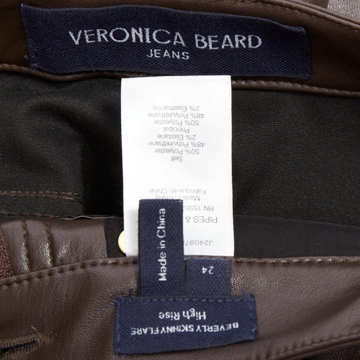 VERONICA BEARD Beverley Skinny Flare High Rise pantalon en faux cuir marron 24