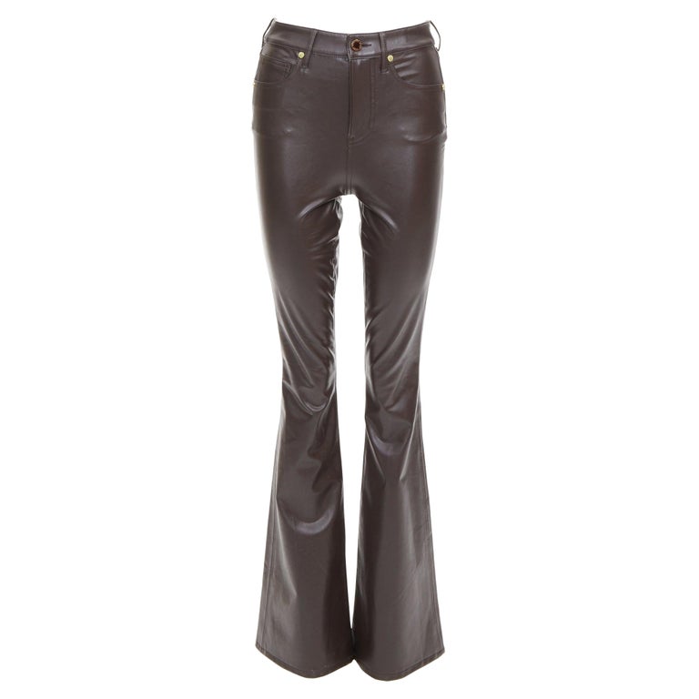 VERONICA BEARD Beverley Skinny Flare High Rise brown faux leather