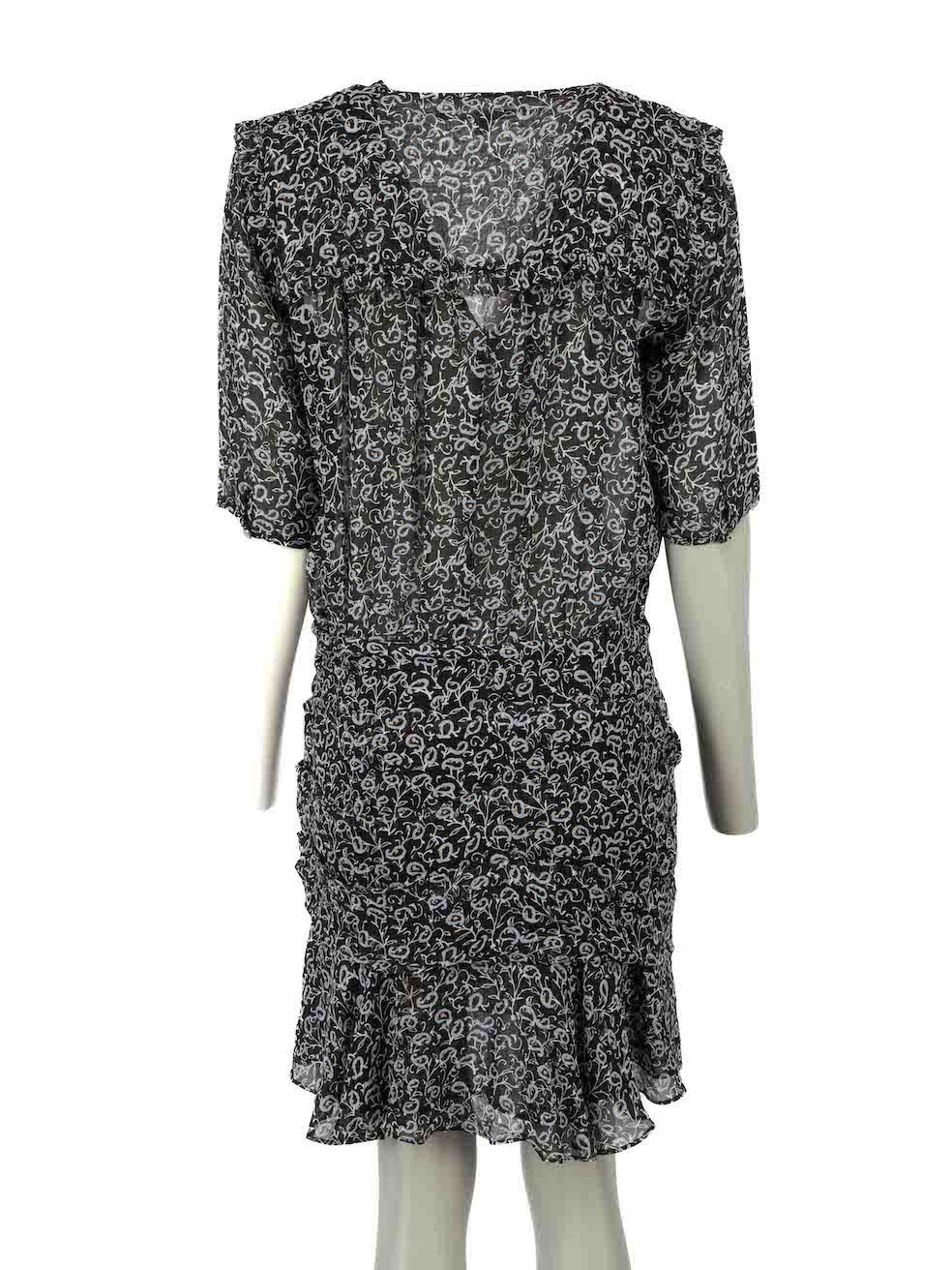 Veronica Beard Schwarzes durchsichtiges Kleid mit Blumendruck Größe S im Zustand „Gut“ im Angebot in London, GB