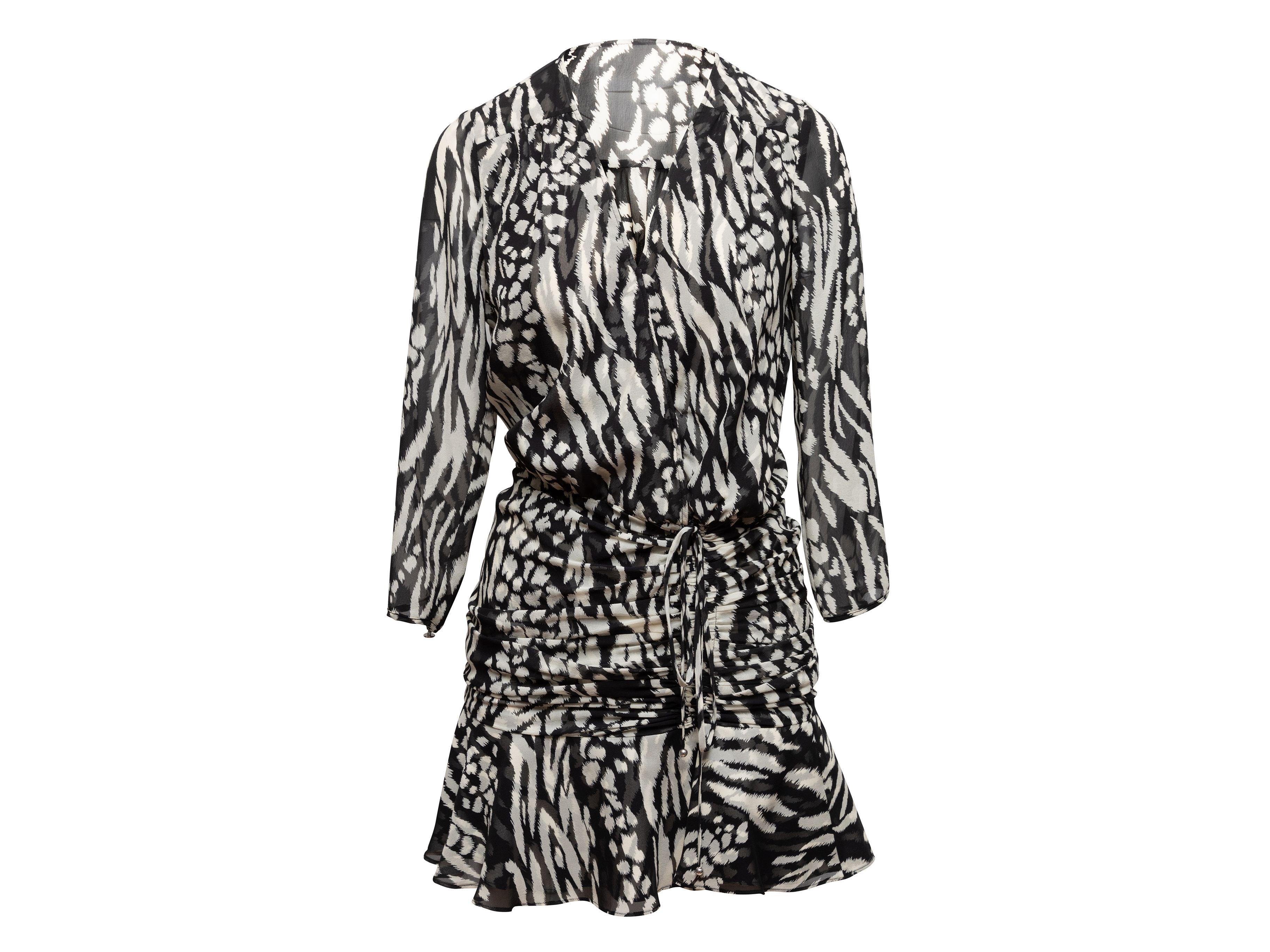 Veronica Beard Black & White Printed Wrap Dress In Good Condition In New York, NY