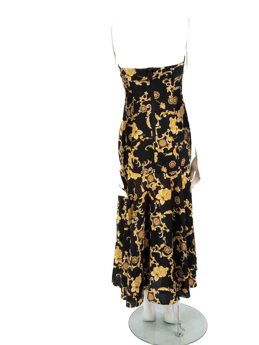 Veronica Beard Black & Yellow Silk Strapless Dress Size XS In Good Condition For Sale In London, GB