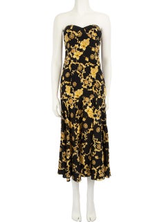 Veronica Beard Black & Yellow Silk Strapless Dress Size XS