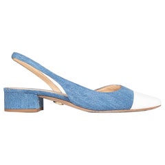 Veronica Beard Blue Denim Cap Toe Slingbacks Size US 7