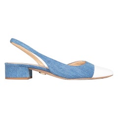 Veronica Beard Blue Denim Cap Toe Slingbacks Size US 7