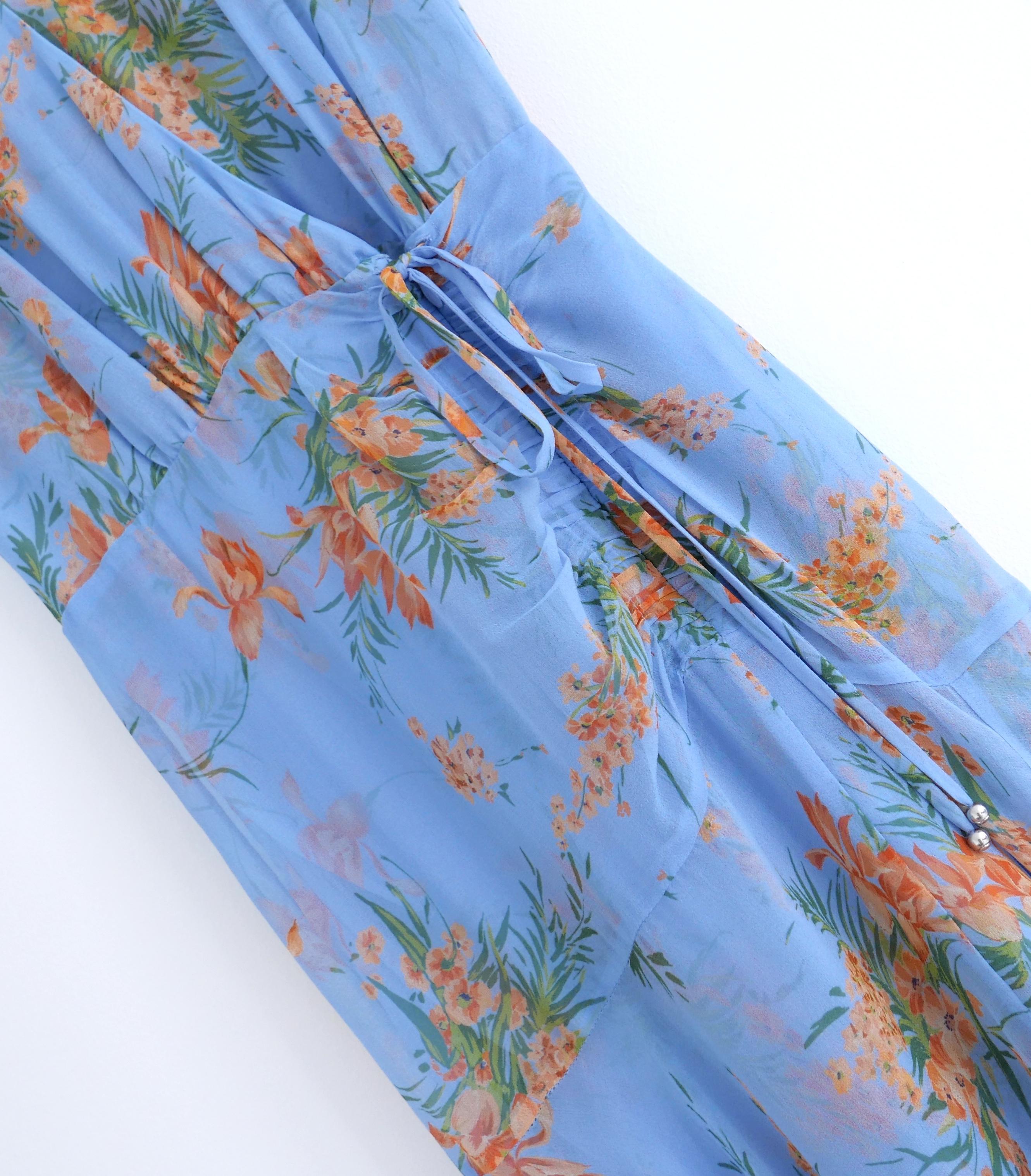 Veronica Beard Vestido Dovima Azul Oasis Estampado Floral en Nuevo estado para la venta en London, GB