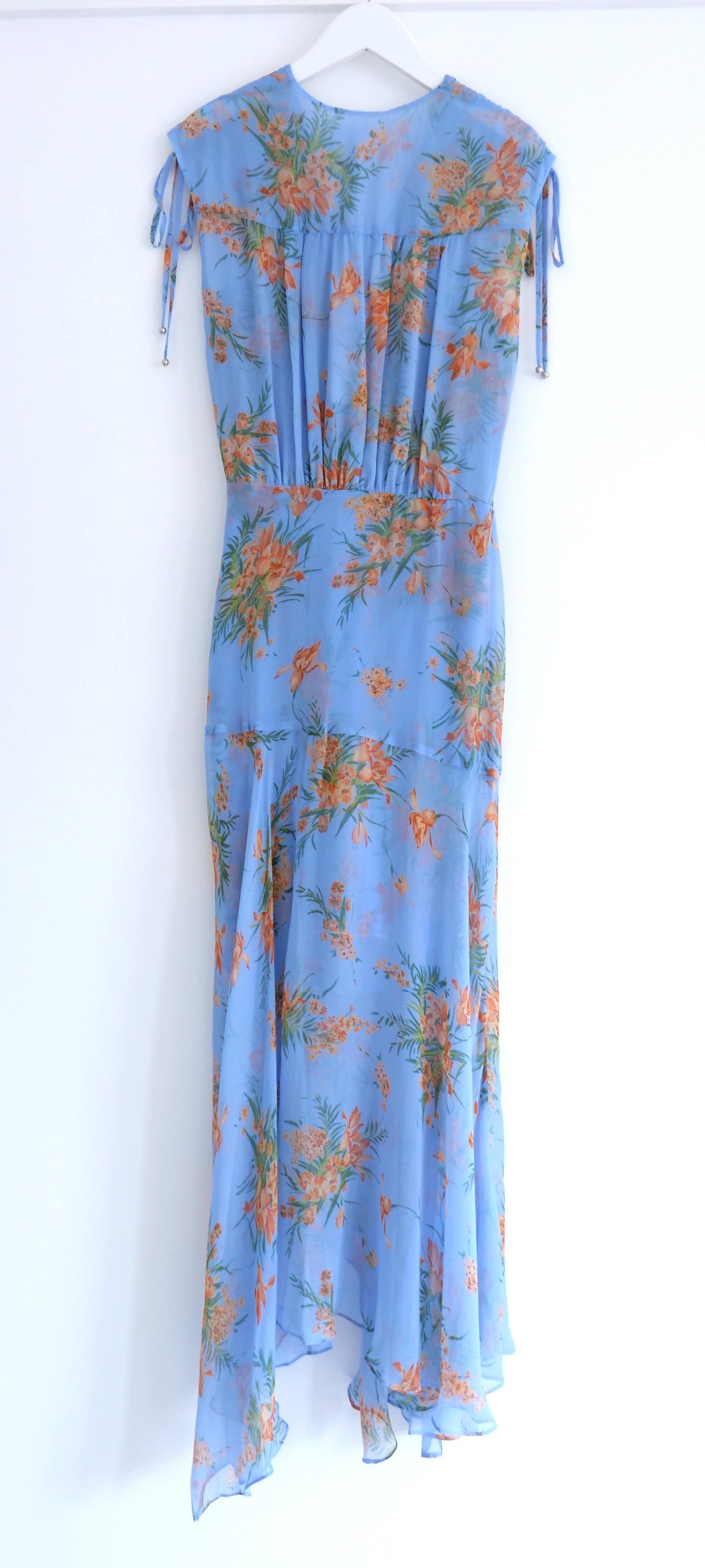 Veronica Beard Vestido Dovima Azul Oasis Estampado Floral en venta 1