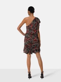 Veronica Beard Floral Silk One Shoulder Dress Size M