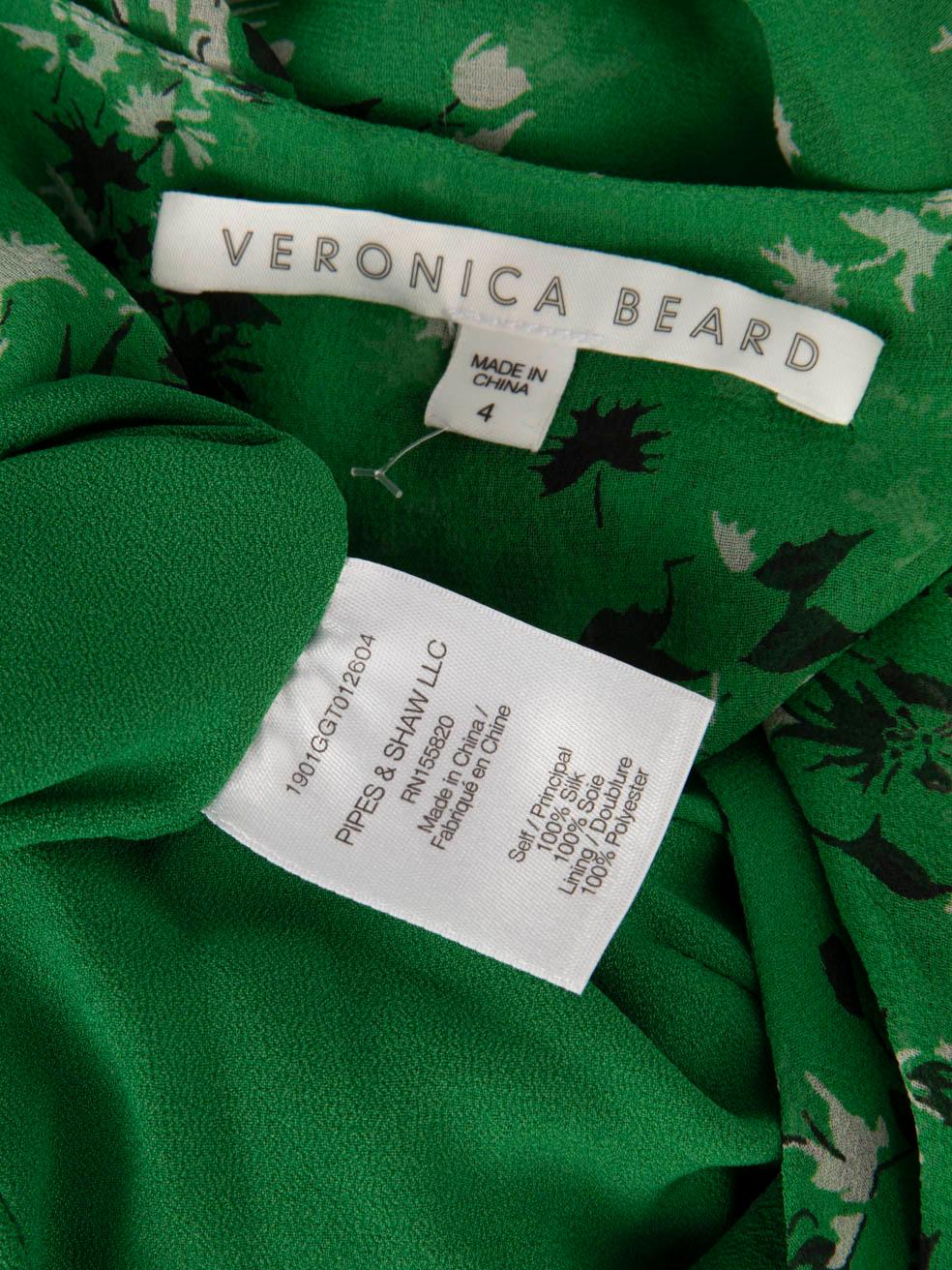 Veronica Beard Green Silk Floral Long Sleeve Dress Size S For Sale 3