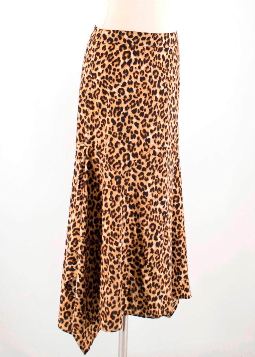 Veronica Beard Leopard Print Silk Crepe Handkerchief Skirt - Size US 4 In New Condition In London, GB