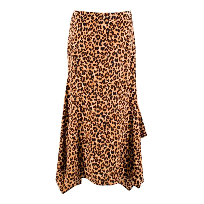 Veronica Beard Leopard Print Silk Crepe Handkerchief Skirt - Size US 4