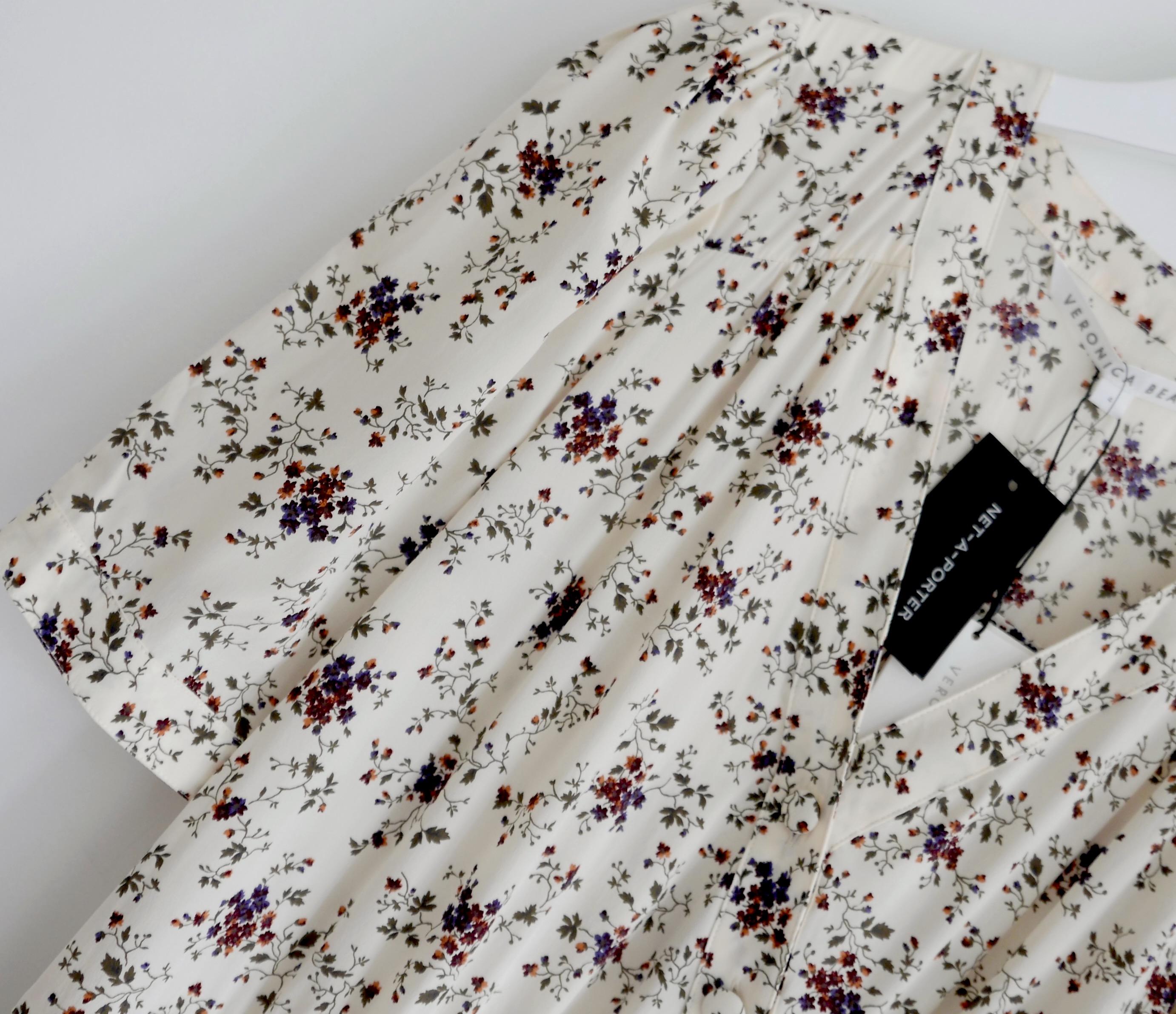 Marron Veronica Beard Mika - Robe de thé en soie à fleurs en vente