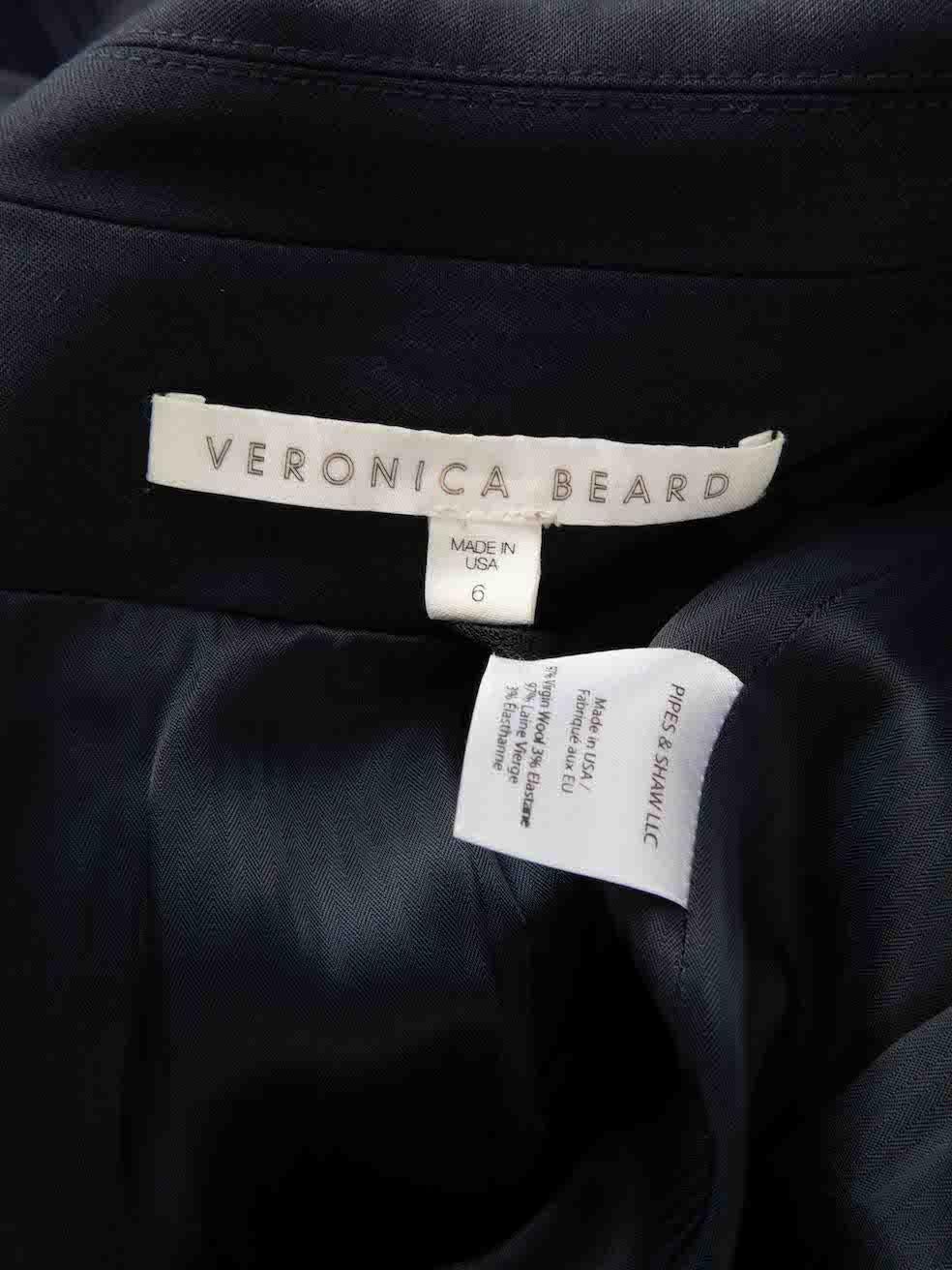 Veronica Beard blazer court croisé en laine bleu marine, taille M en vente 1