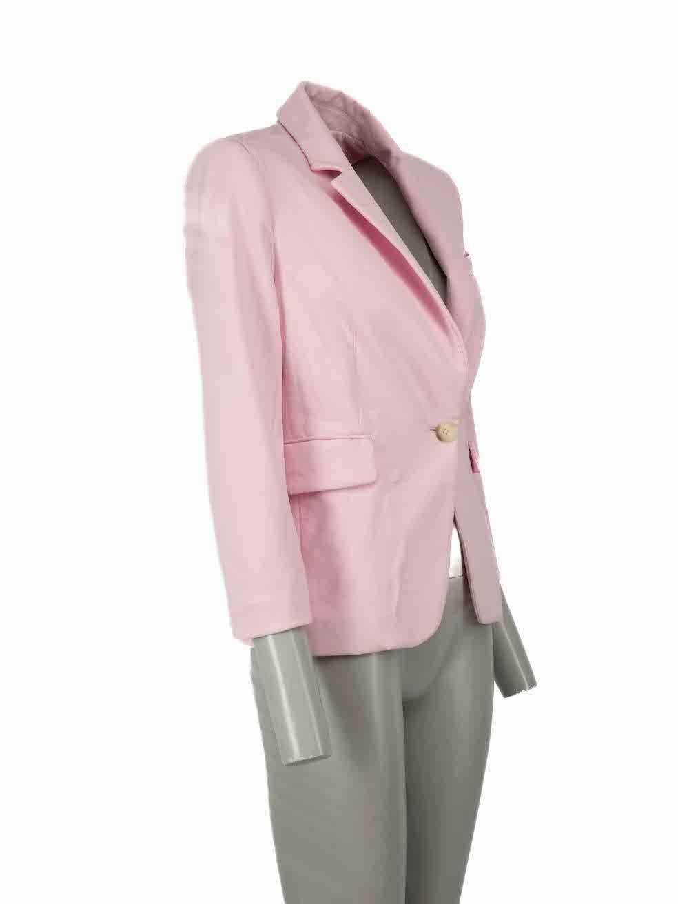 CONDITION is Good. Minimal wear to blazer is evident. Minimal pull to thread to left underarm, left sleeve, centre front , left pocket, collar and rear hemline. Small stains is evident on the side of hem line, collar, right shoulder and right sleeve