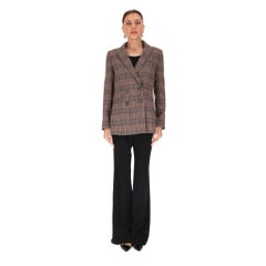 Veronica Beard Plaid Check Wool Blend Double-Breasted Jacket