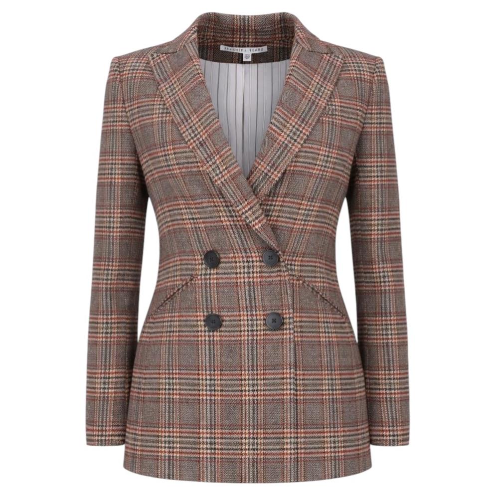 Veronica Beard Plaid Check Wool Blend Double-Breasted Jacket