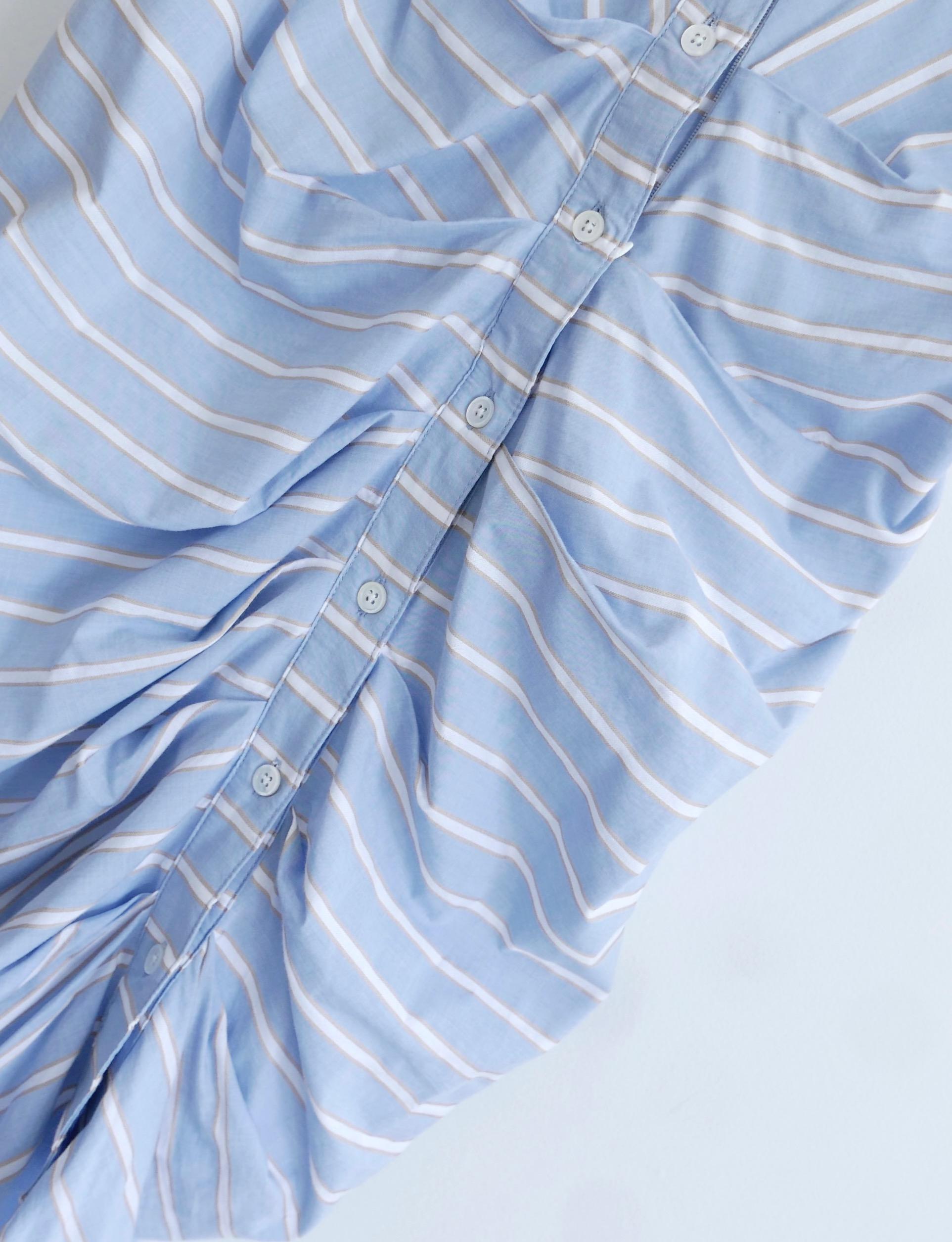 Bleu Veronica Beard - Robe chemise en coton mélangé froncé en vente
