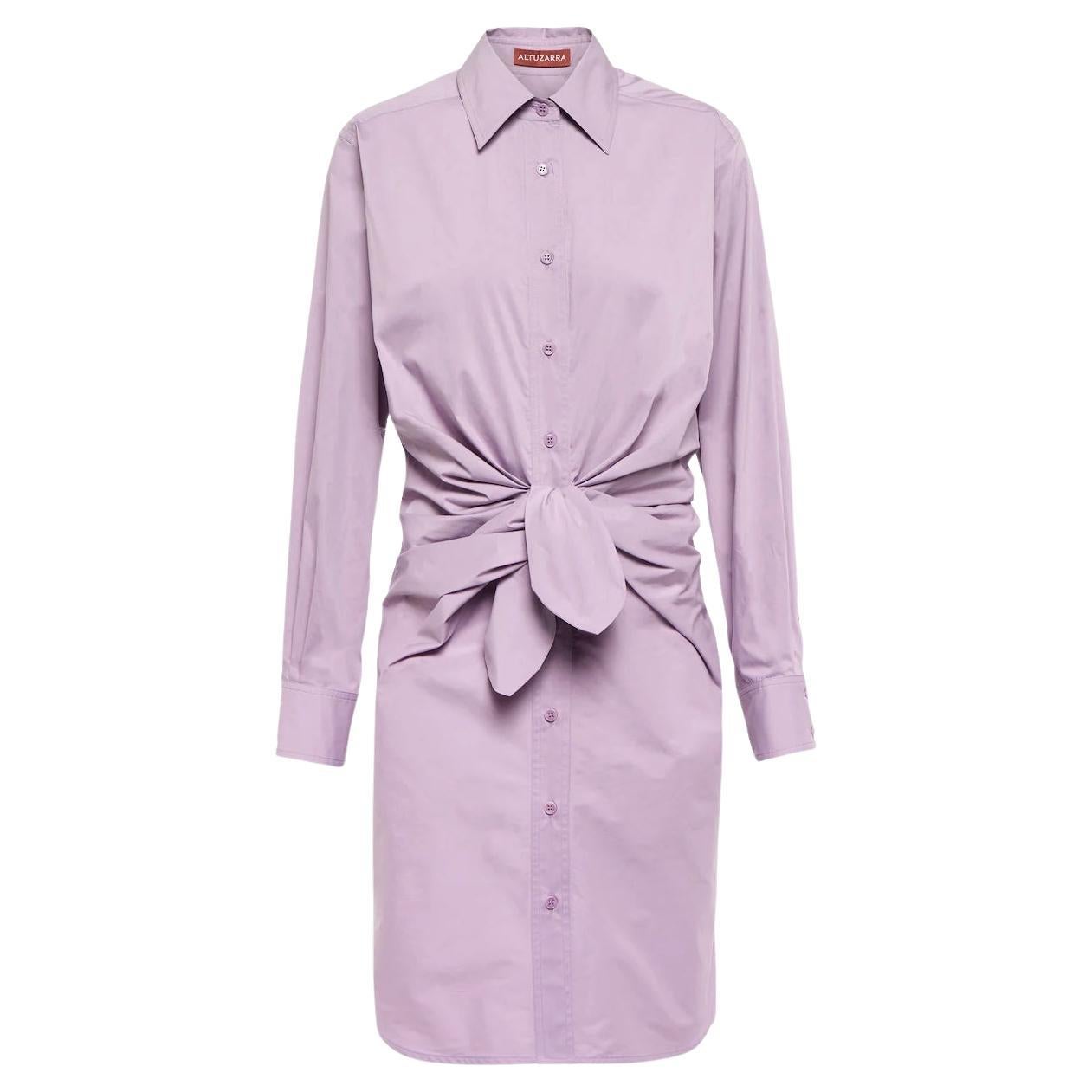 Altuzarra Chloris tie-waist lilac cotton-poplin shirt dress For Sale
