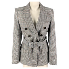 VERONICA BEARD Size 8 Blue Cream Brown Houndstooth Jacket Blazer