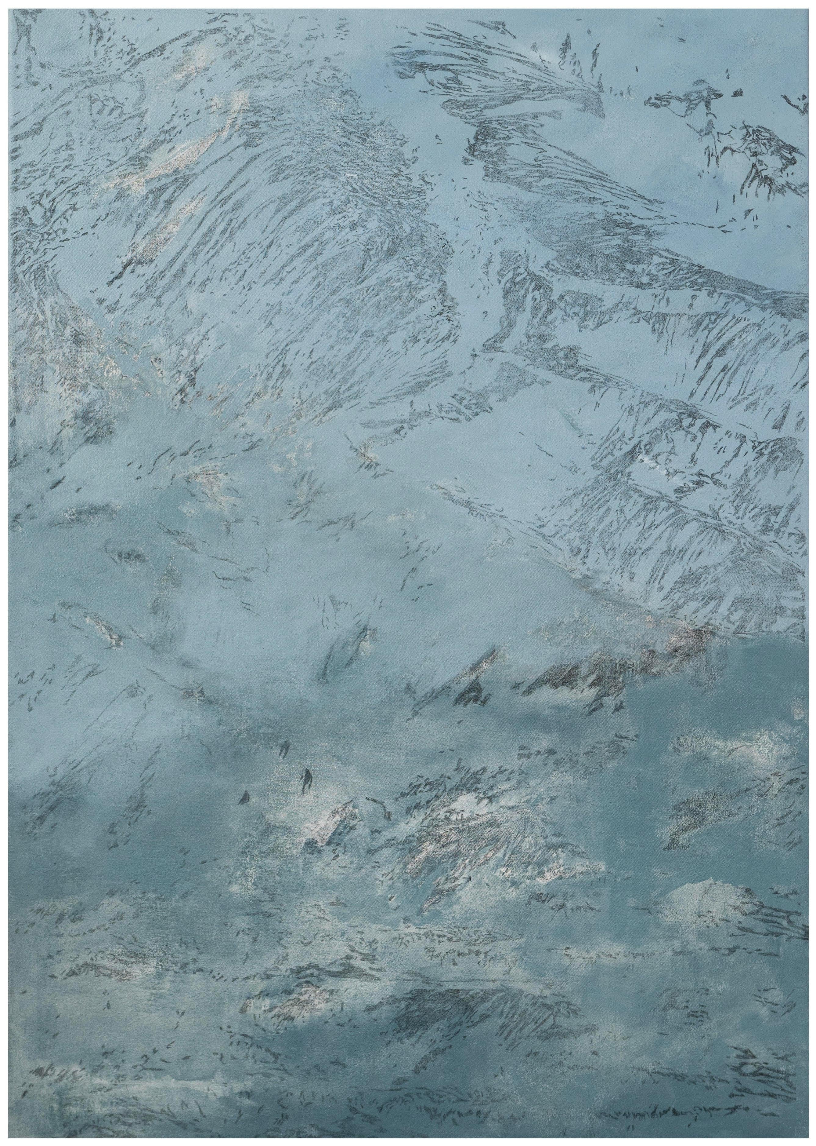 Still Blue - Contemporary Mountain Landscape Acrylic Painting