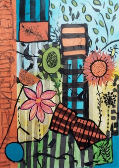 Awaiting Spring (peinture acrylique, collage de papier, encre sur papier aquarelle)