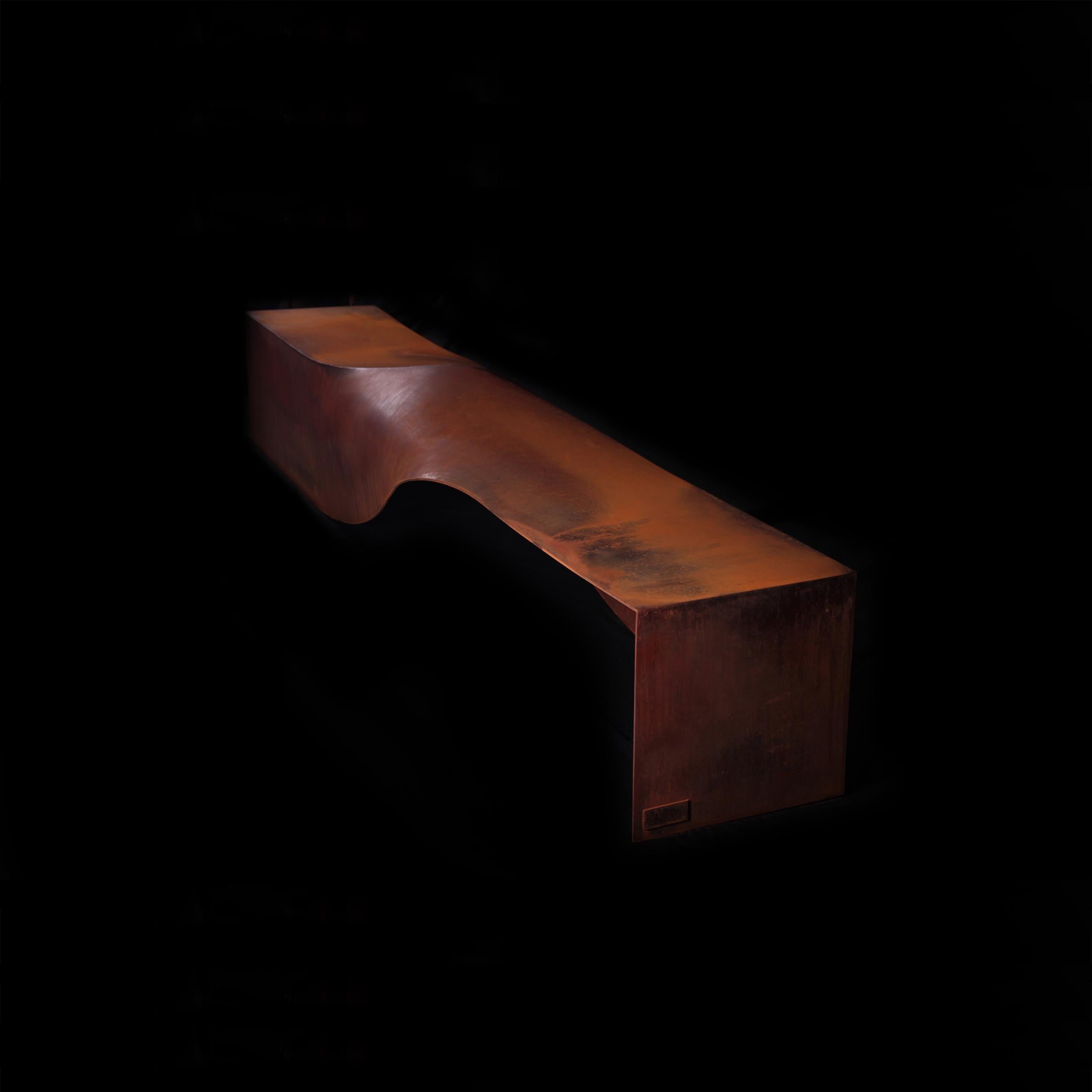 Verónica Mar Soul Sculpture Bench in Core-Ten Steel For Sale 1