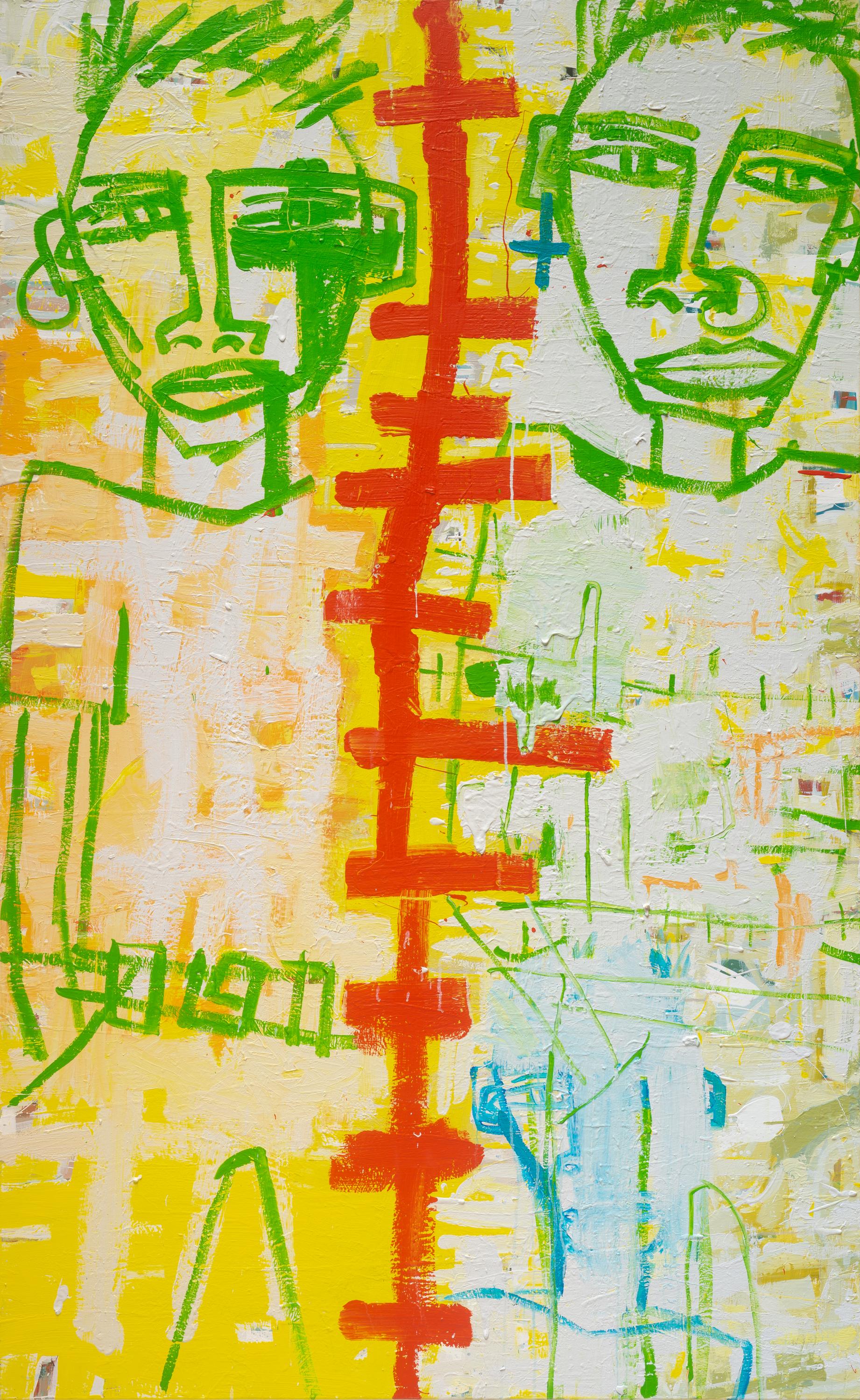 Veronica O'Hehir Abstract Painting - Rebel’s , figurative Painting basquiat style 