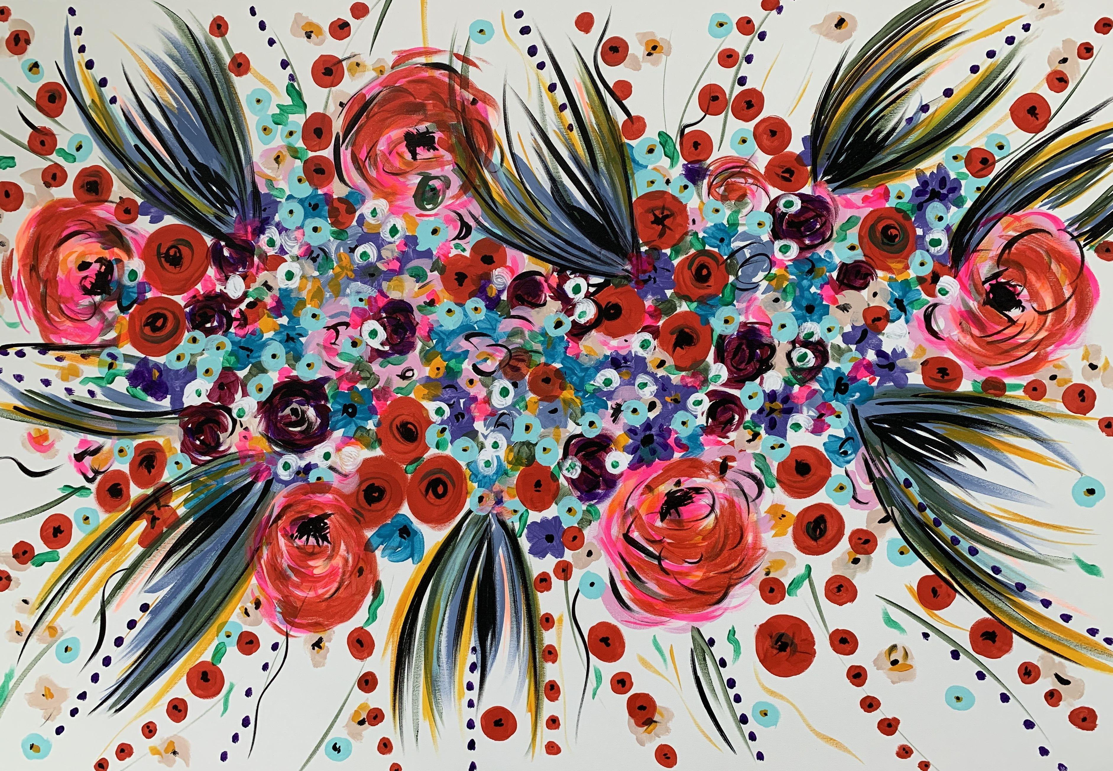 Garden of joy 51, Mixed Media on Canvas - Mixed Media Art by Veronica Vilsan