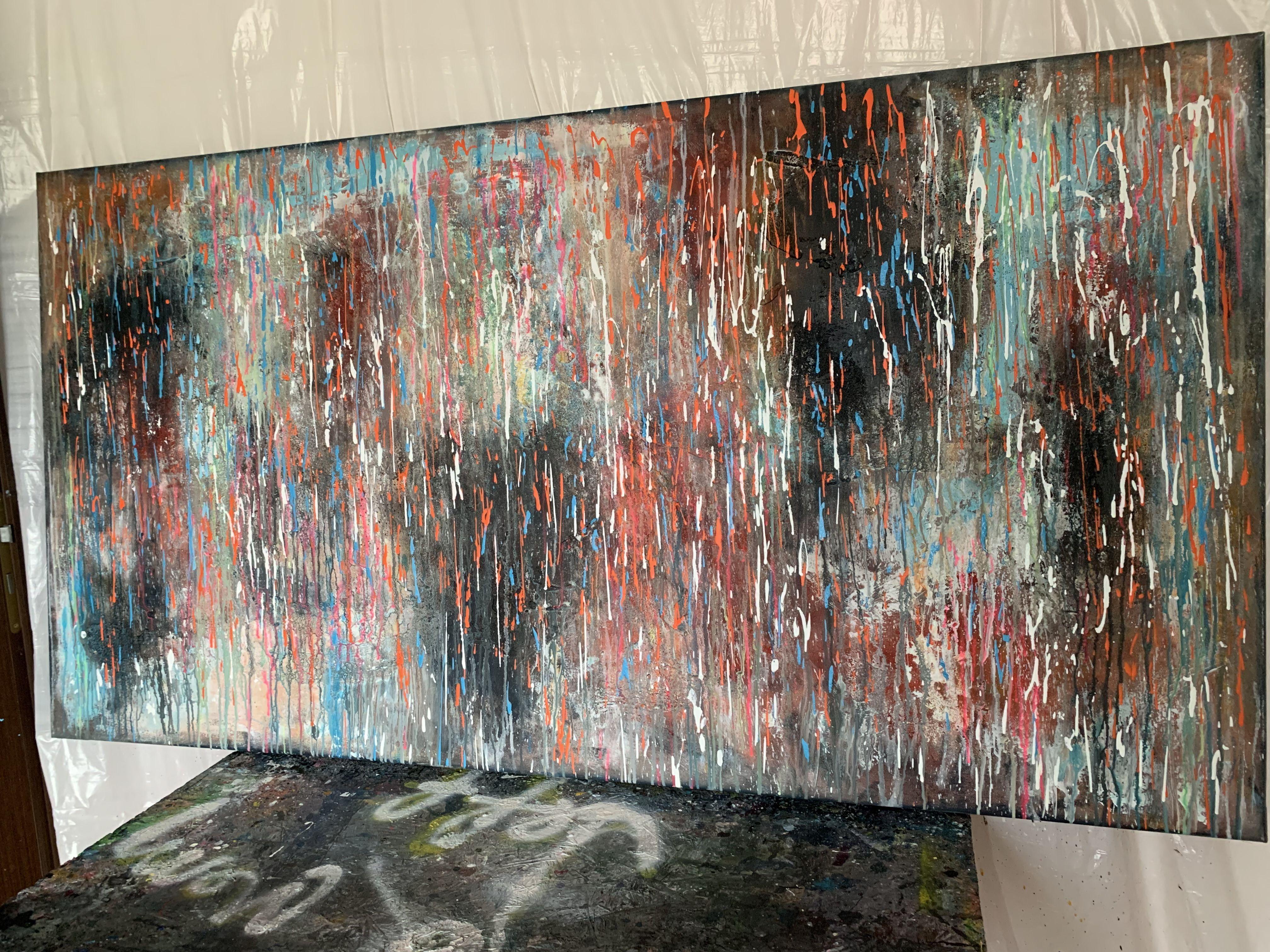 Contemporary FINE ART Original PAINTING, acrylics and texture on 100% cotton stretched wrapped canvas.    Title: The beauty of tomorrow 22, 2018, ready to hang  Size: 67''x 35''(170x90cm)    Room views may not be to scale!    Hand painted. Original,