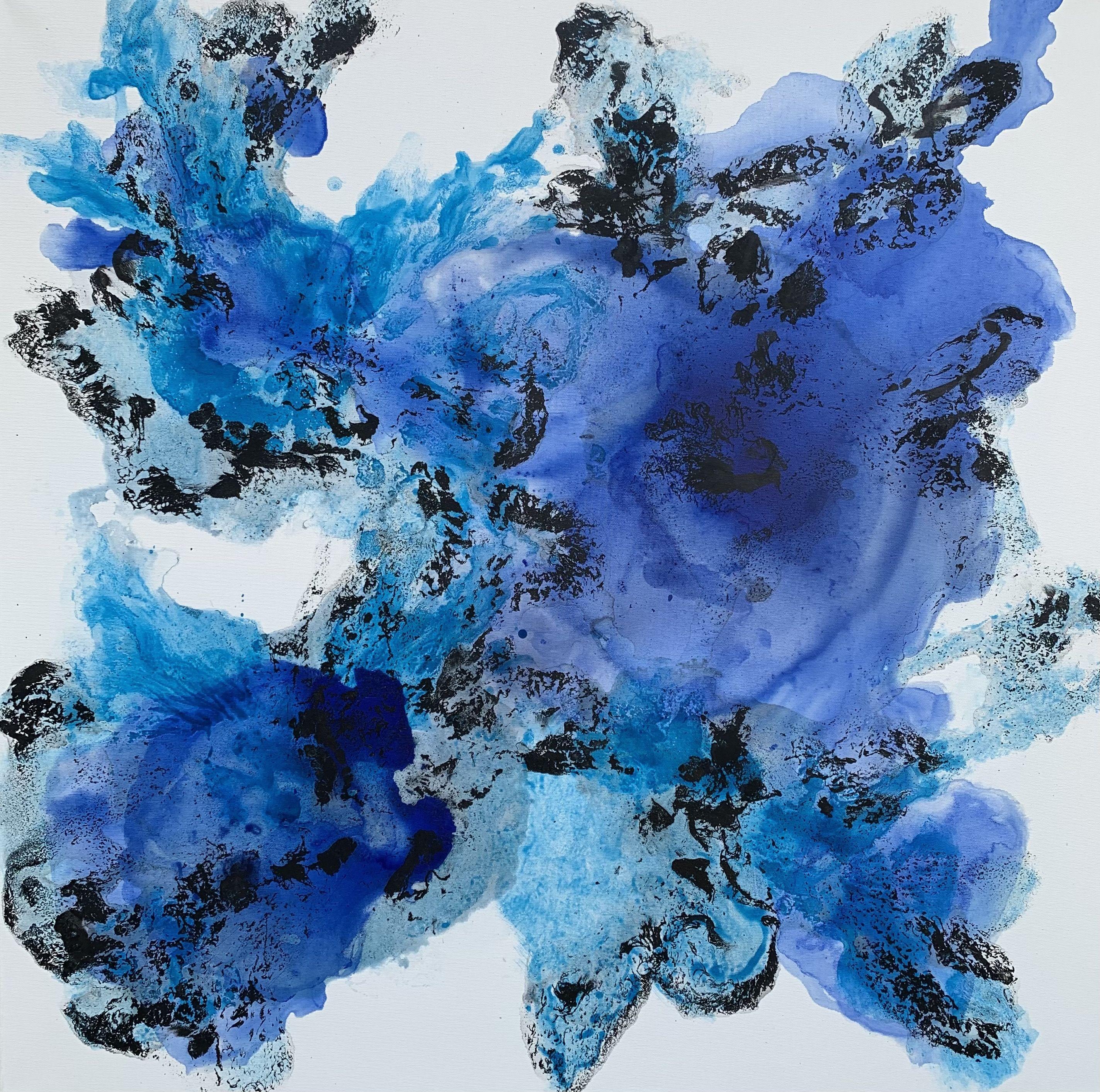 Blue Flame 10, Pittura, Acrilico su tela - Painting di Veronica Vilsan
