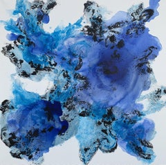 Blaue blaue Flame 10, Gemälde, Acryl auf Leinwand