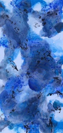 Blaue blaue Flame 7, Gemälde, Acryl auf Leinwand