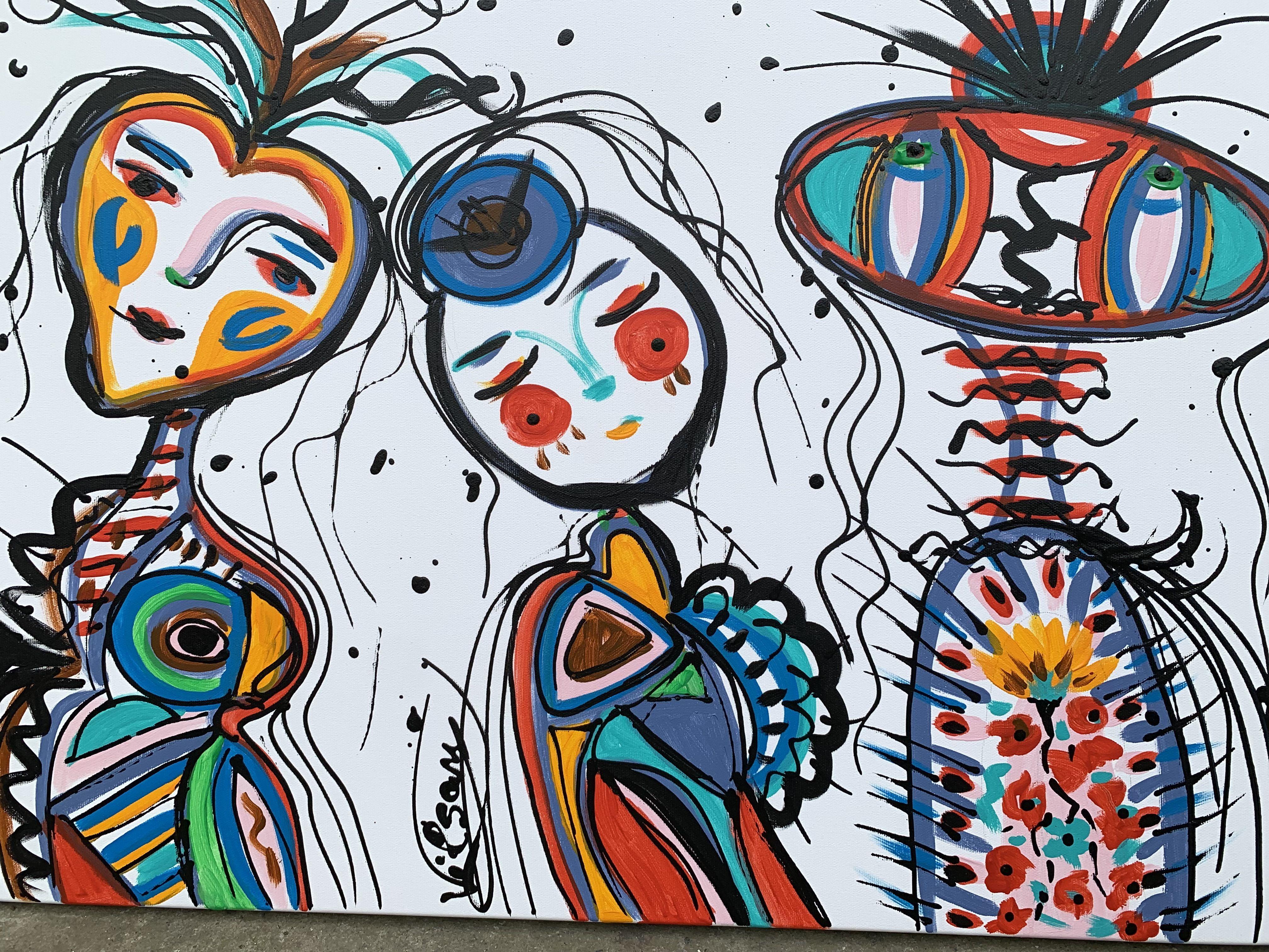 Friends 99, Peinture, Acrylique sur Toile en vente 1